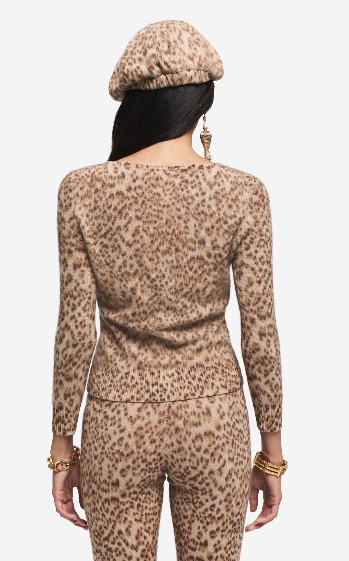 Cardigan in Leopard Print Cashmere Blend