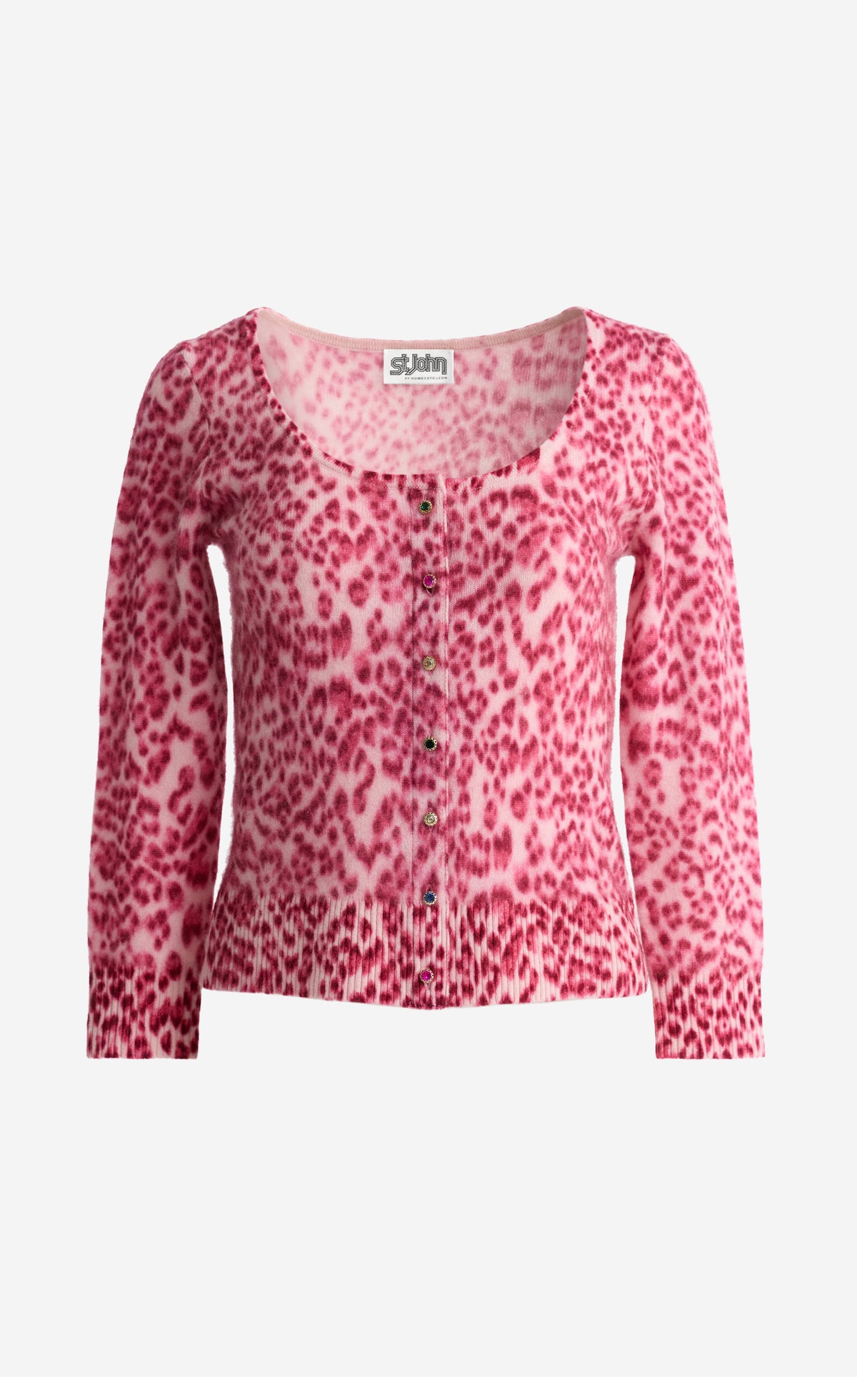 Cardigan in Leopard Print Cashmere Blend