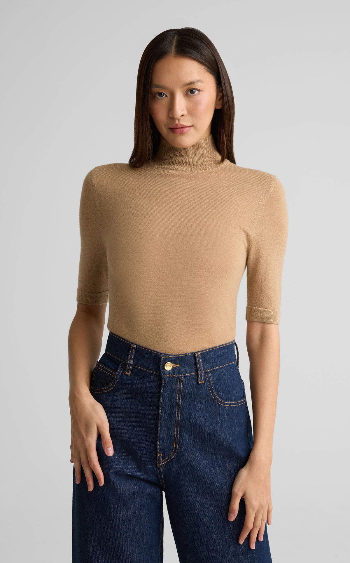 Mock Neck Sweater In Fine Gauge Cashmere