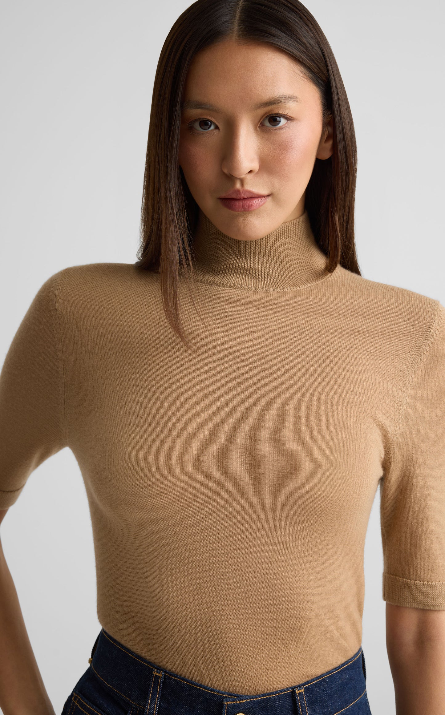 Mock Neck Sweater In Fine Gauge Cashmere