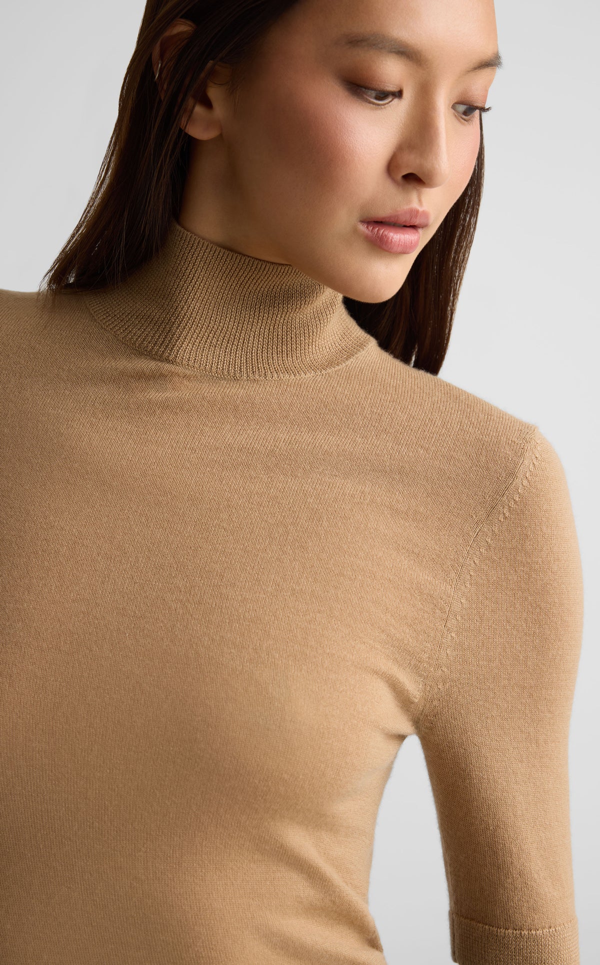 Mock Neck Sweater In Fine Gauge Cashmere