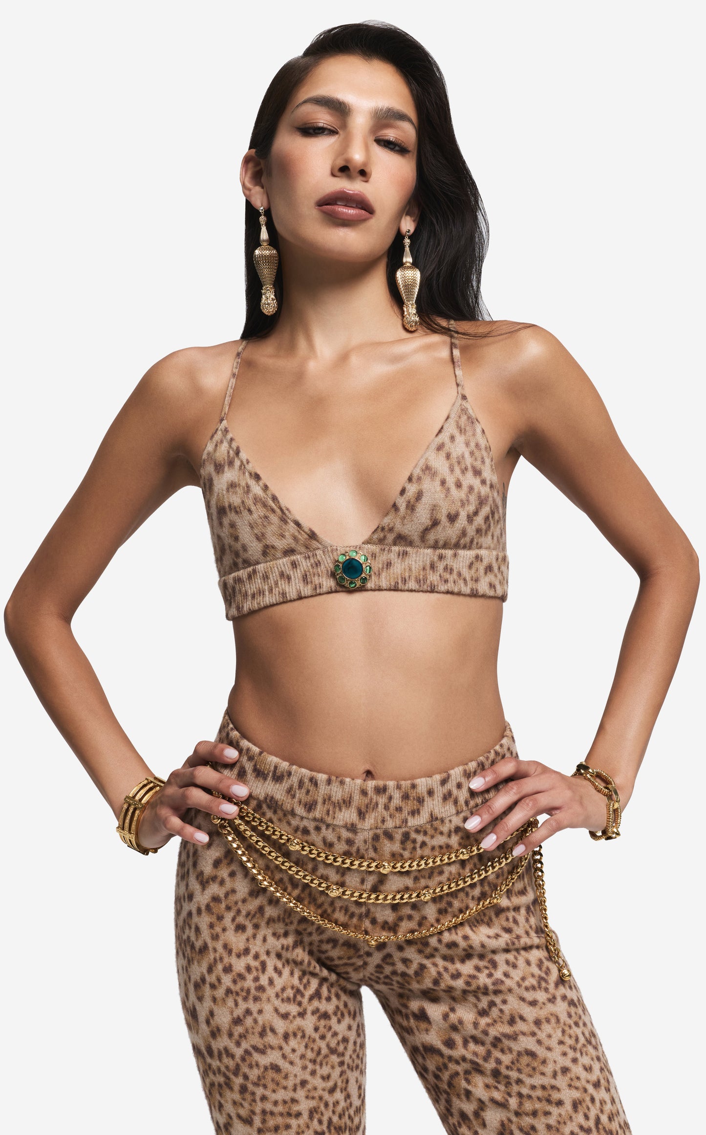 Bralette in Leopard Print Cashmere Blend