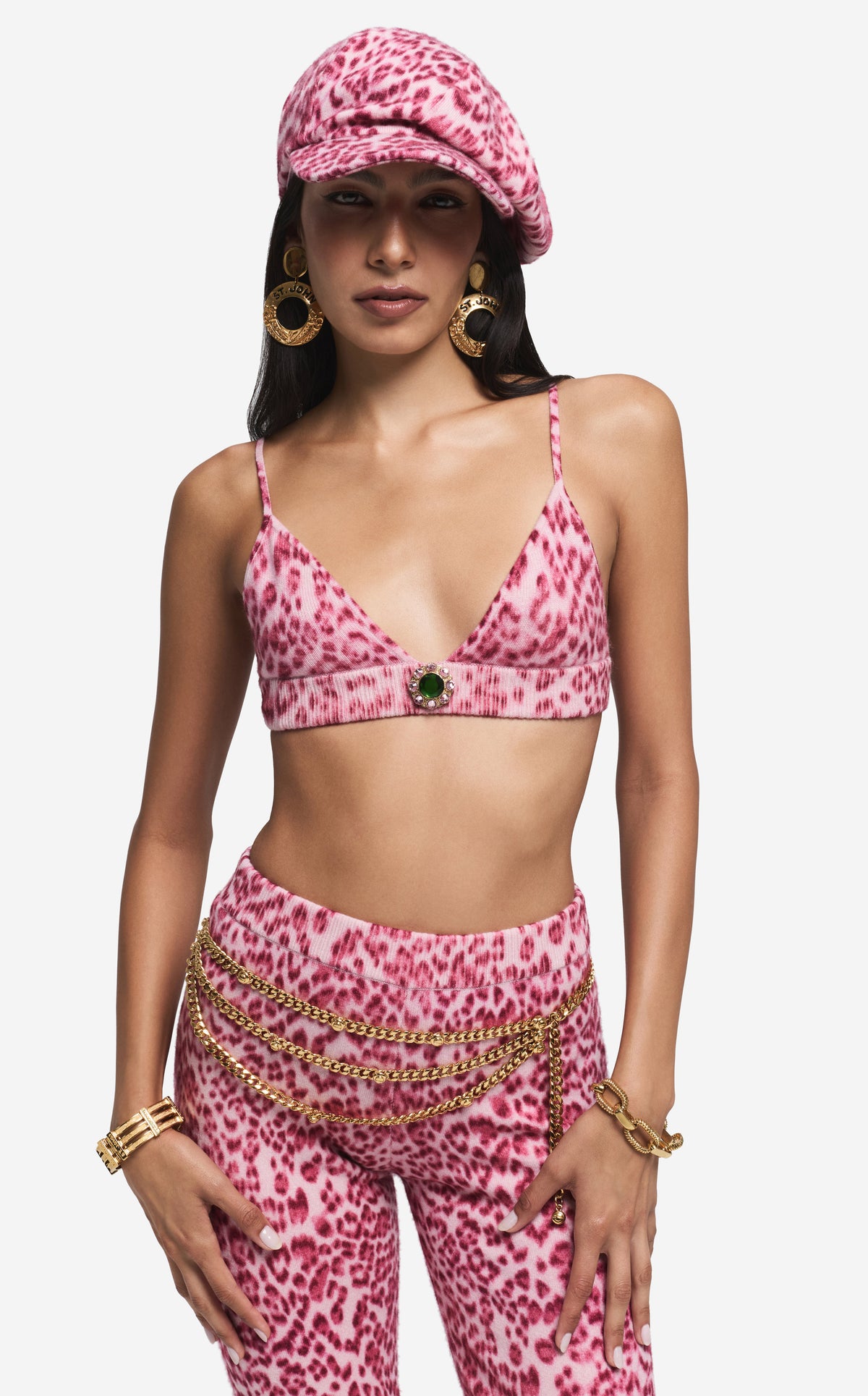 Bralette in Leopard Print Cashmere Blend
