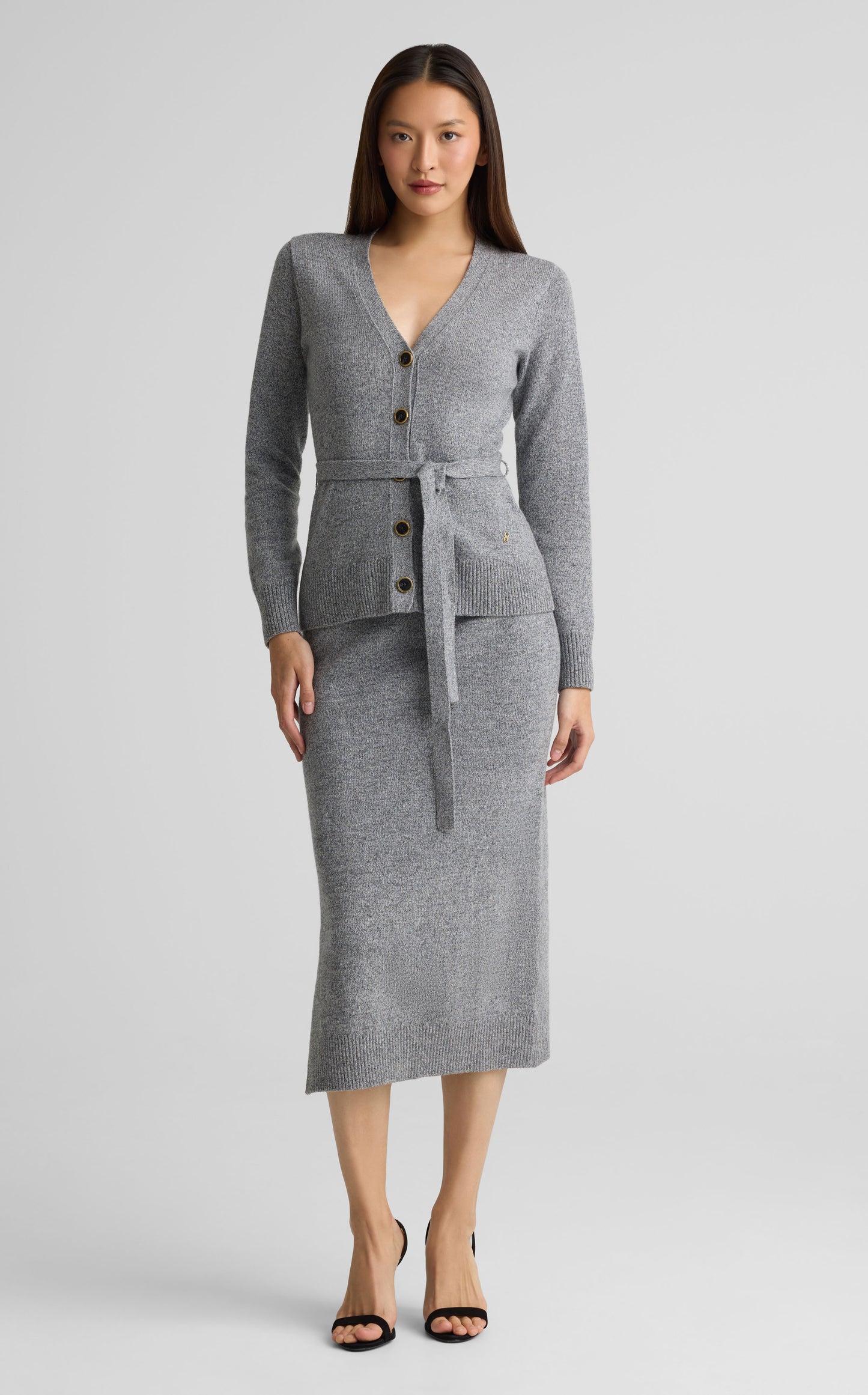 Cardigan In Wool Mouliné Knit