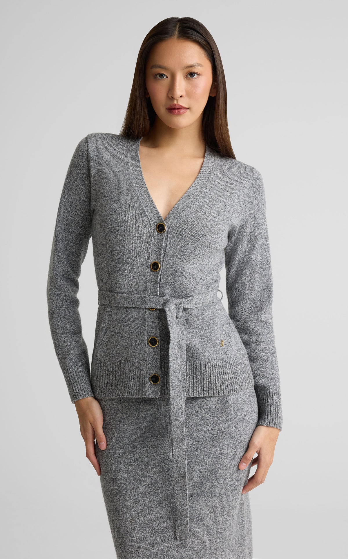 Cardigan In Wool Mouliné Knit