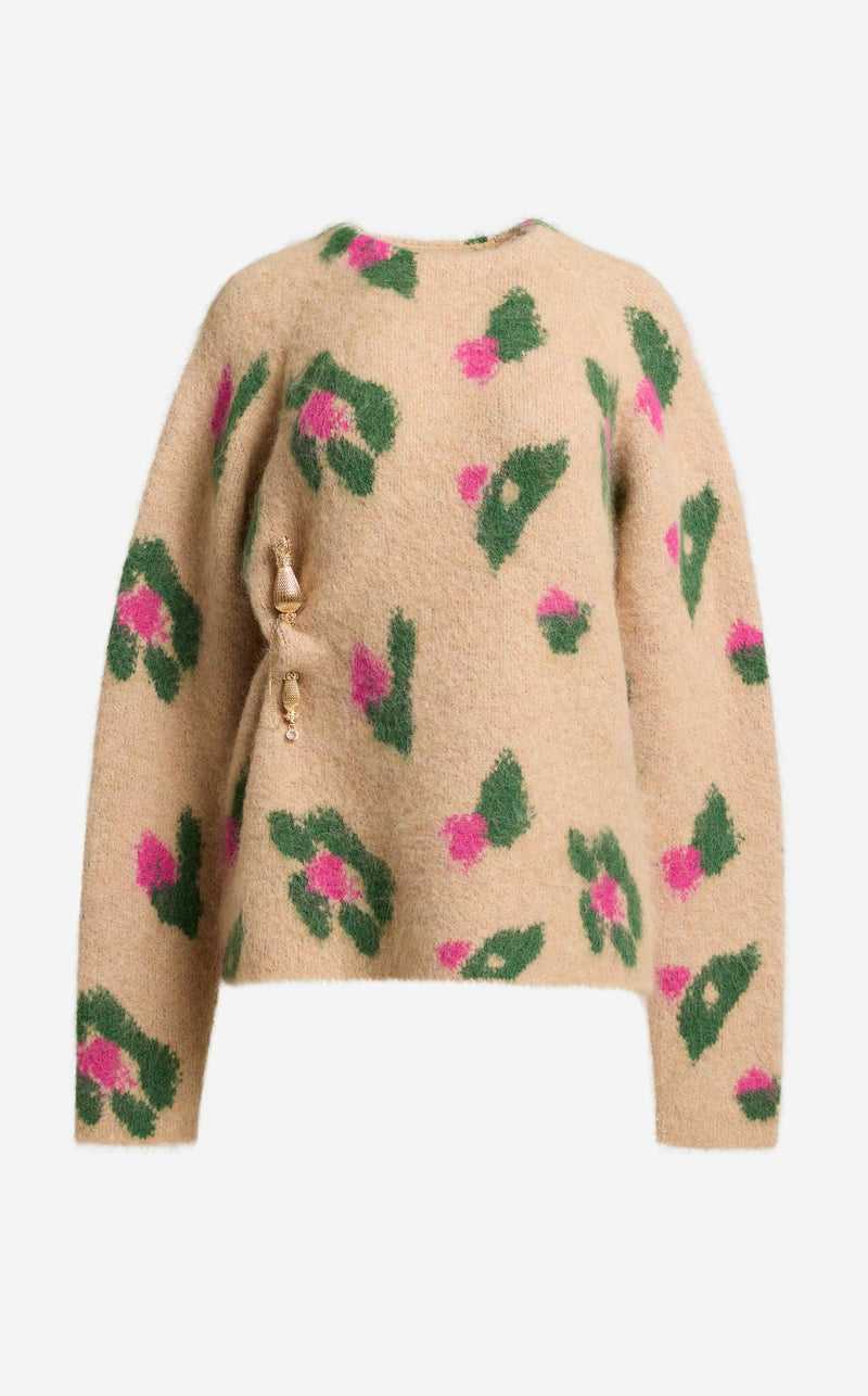 Sweater in Brushed Alpaca Blend Jacquard