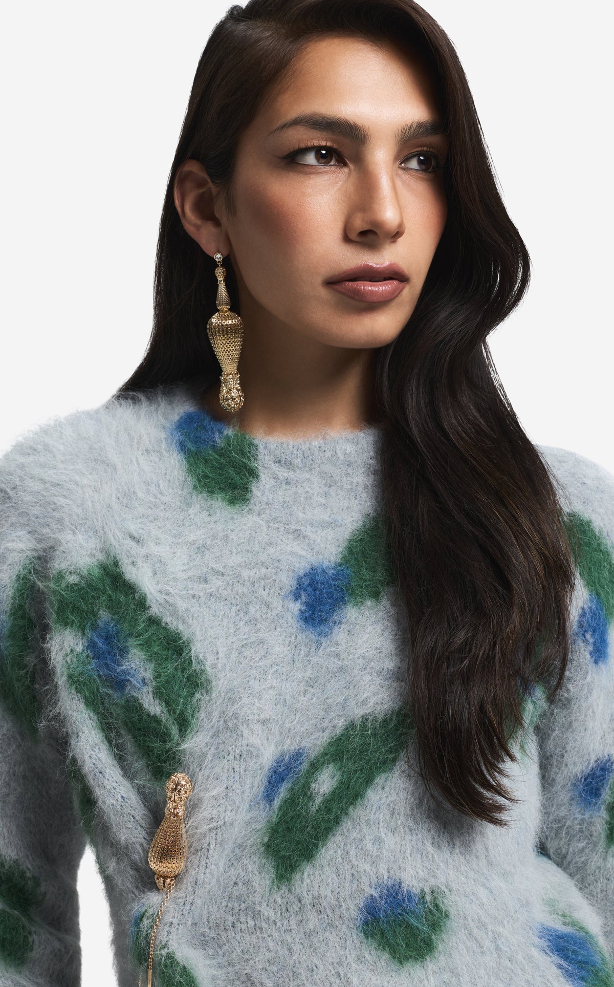 Sweater in Brushed Alpaca Blend Jacquard