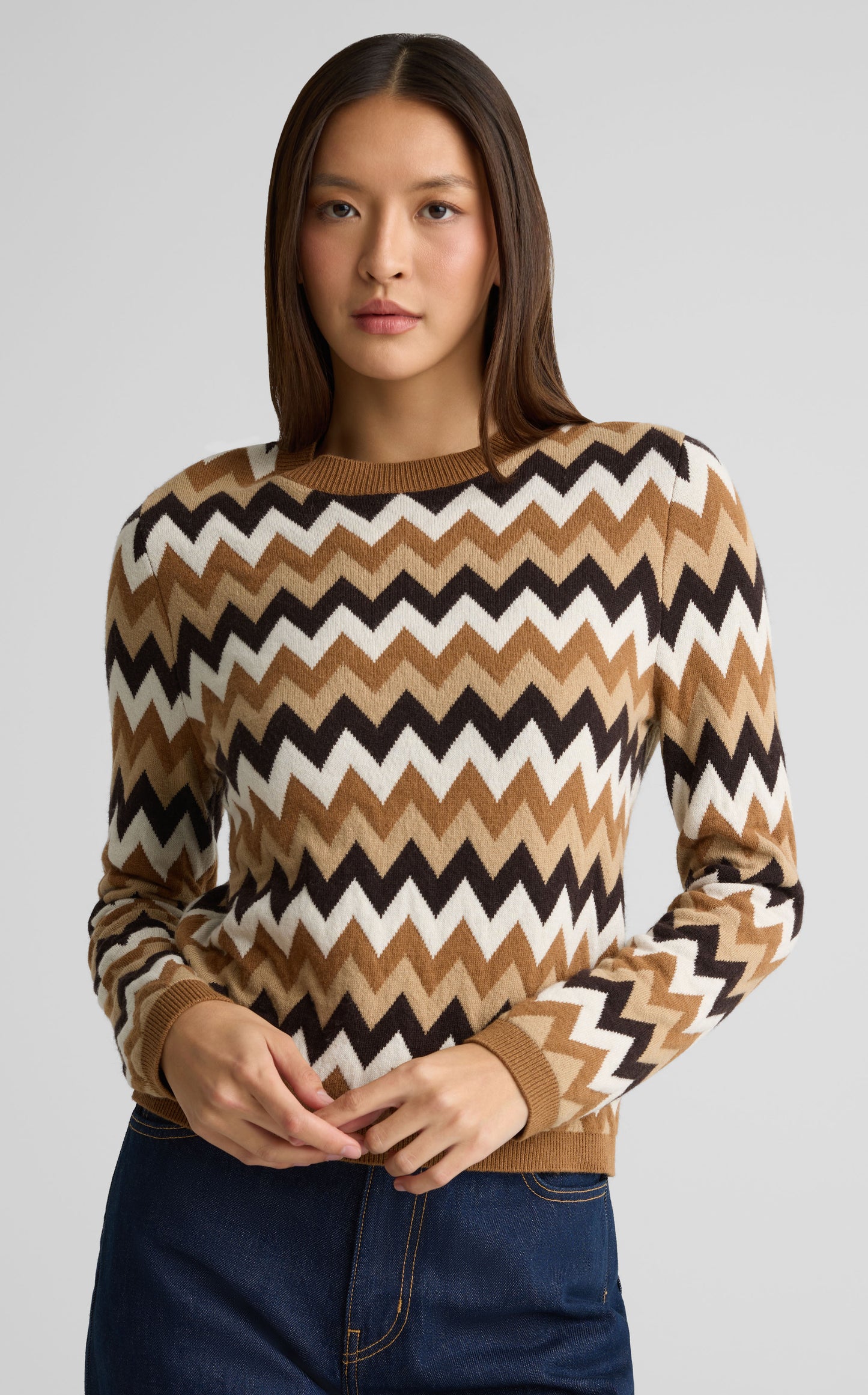Sweater In Chevron Wool Knit Blend