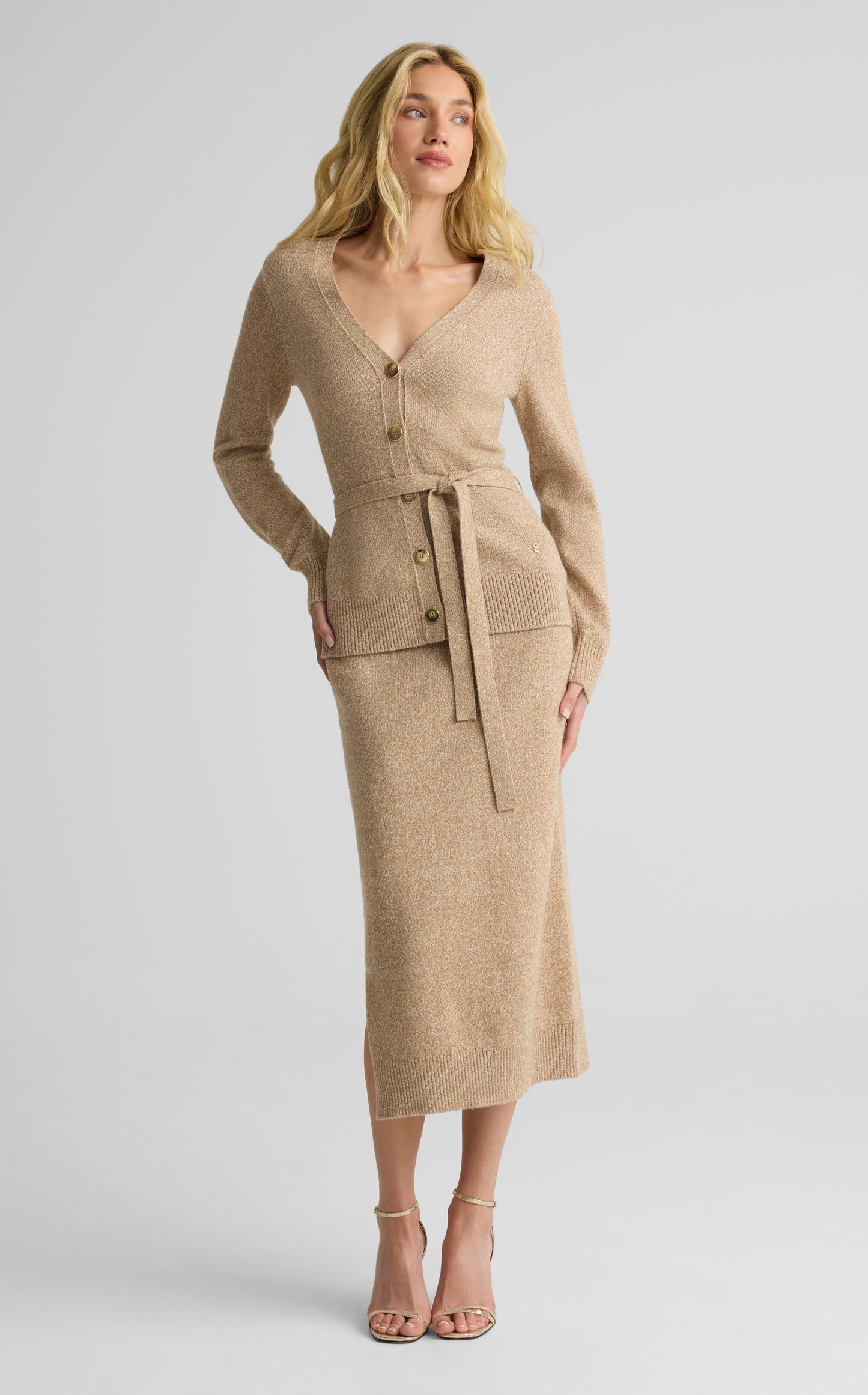 Cardigan In Wool Mouliné Knit