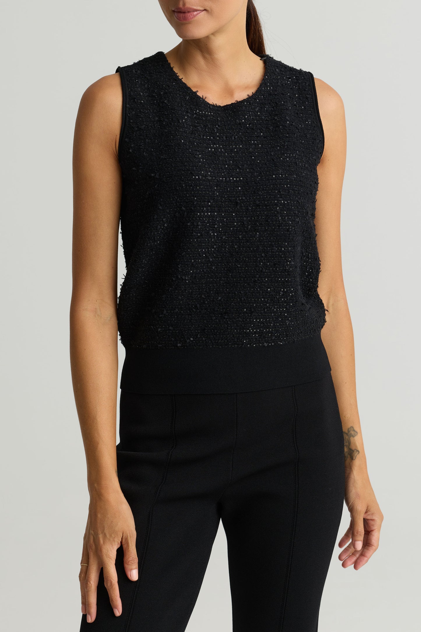 Sequin Stripe Knit Shell