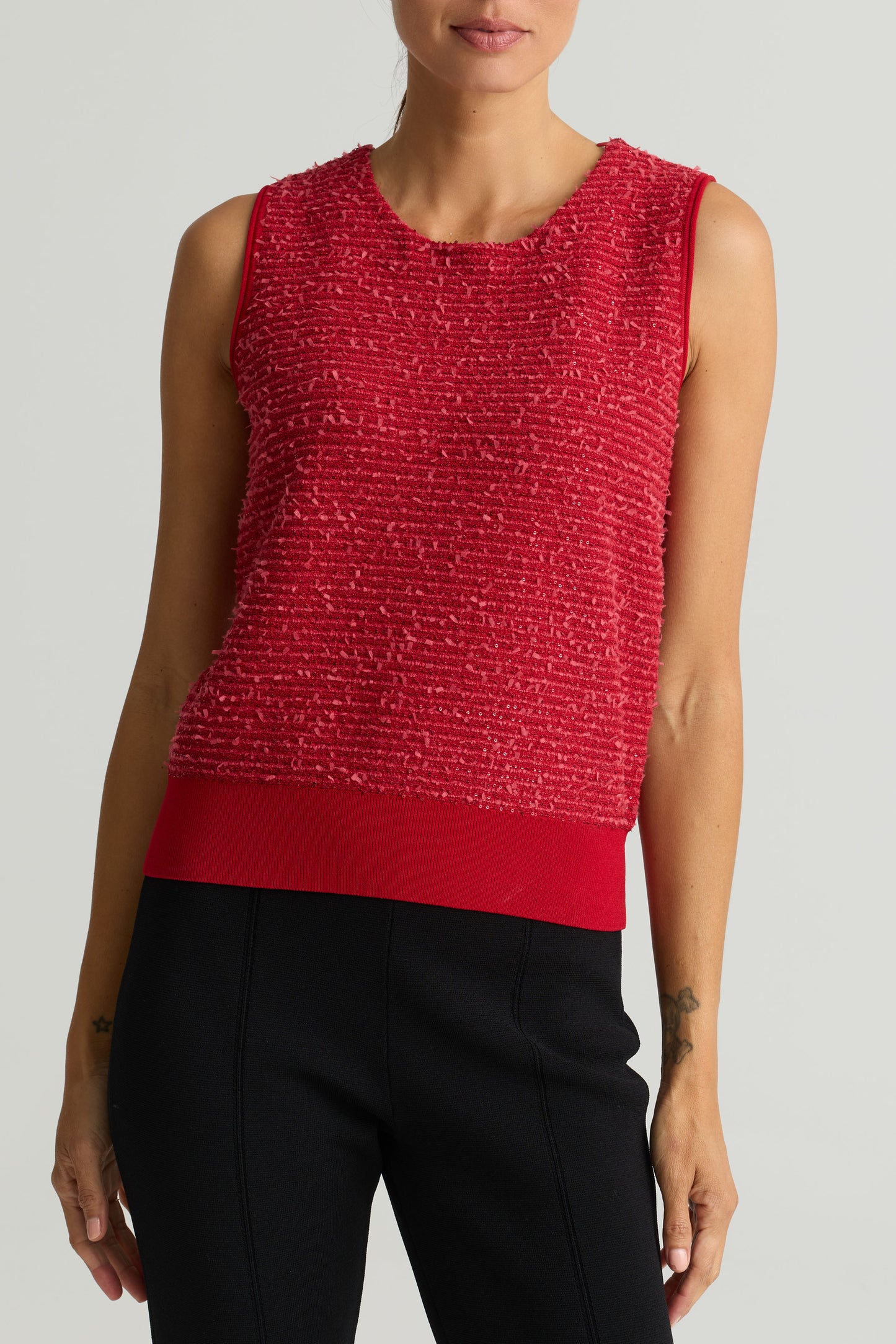 Textured Sequin Knit Shell