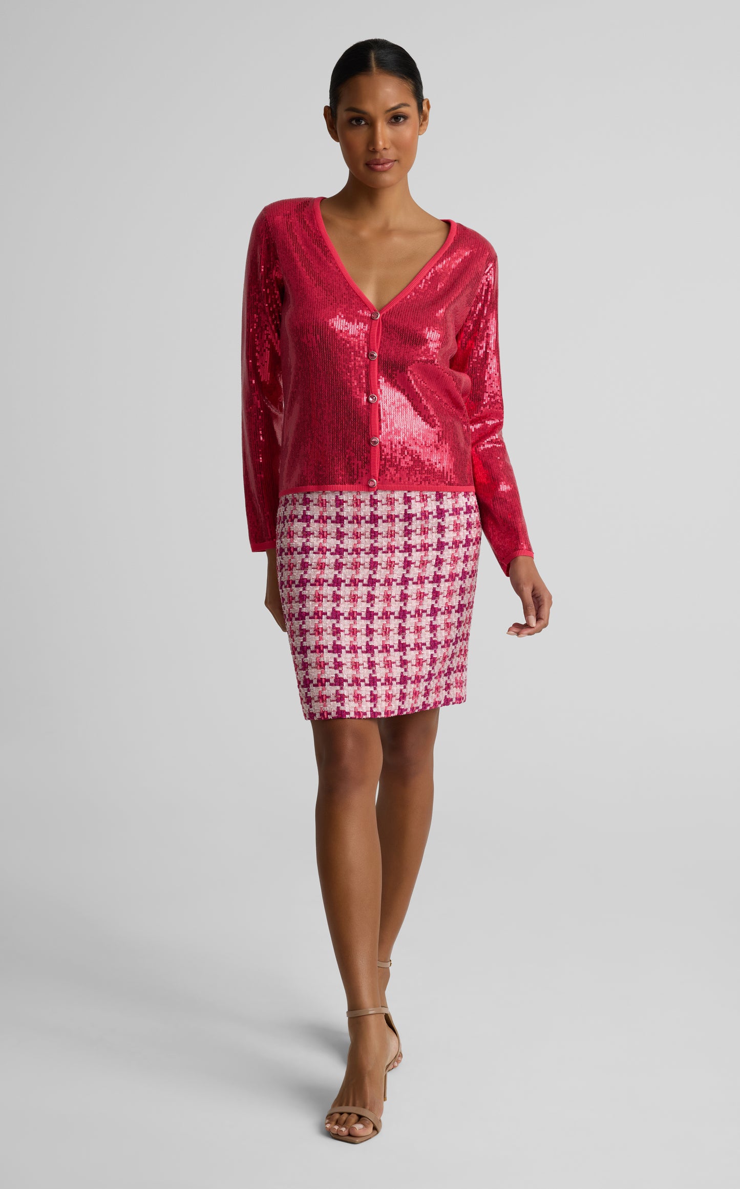 Cherie Cardigan in Embroidered Sequin Knit