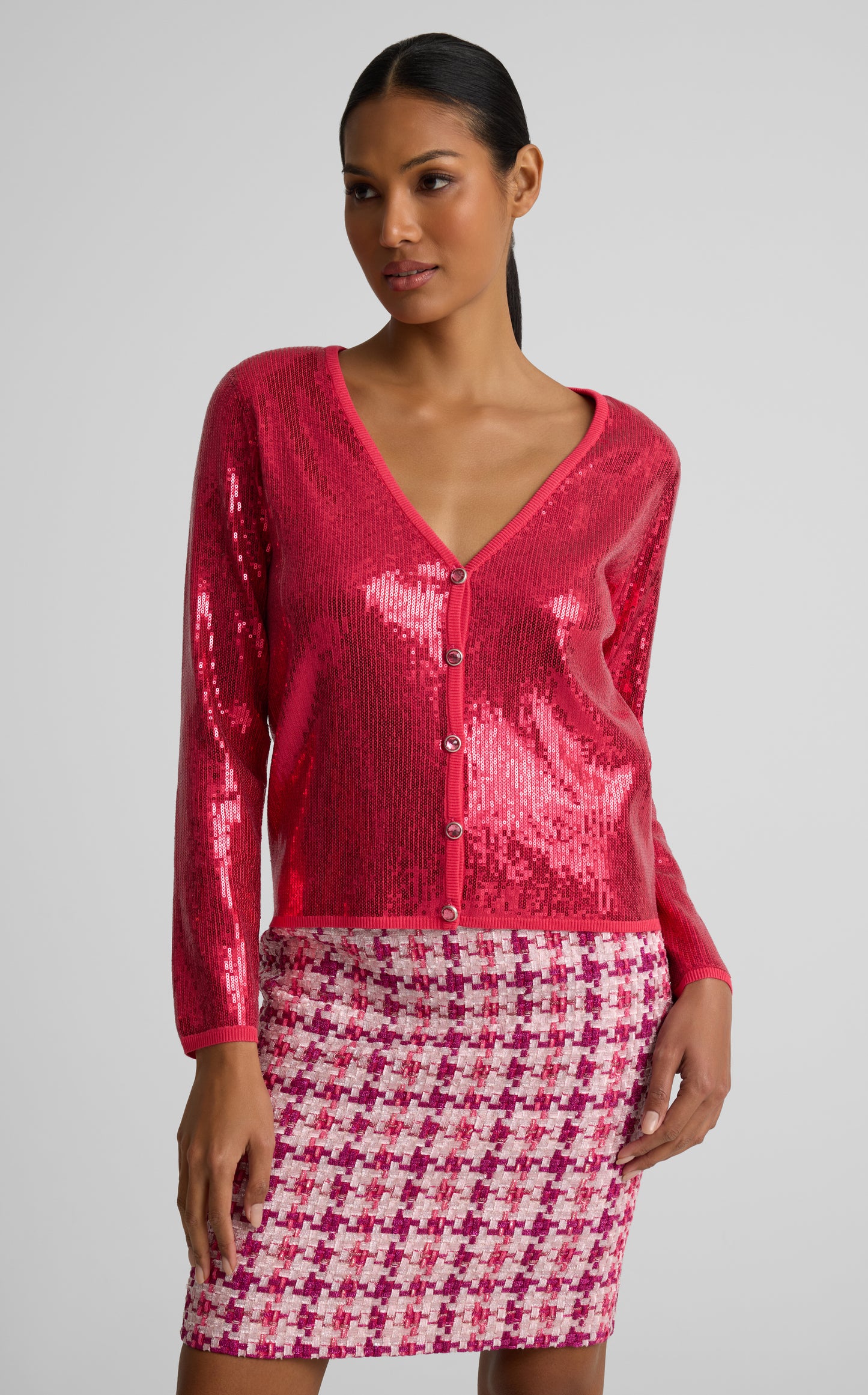 Cherie Cardigan in Embroidered Sequin Knit