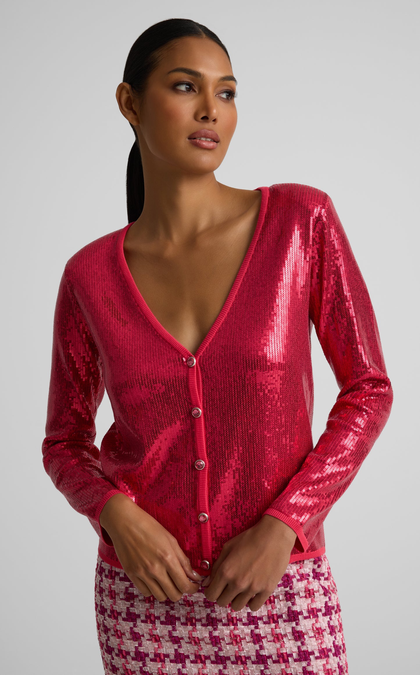 Cherie Cardigan in Embroidered Sequin Knit
