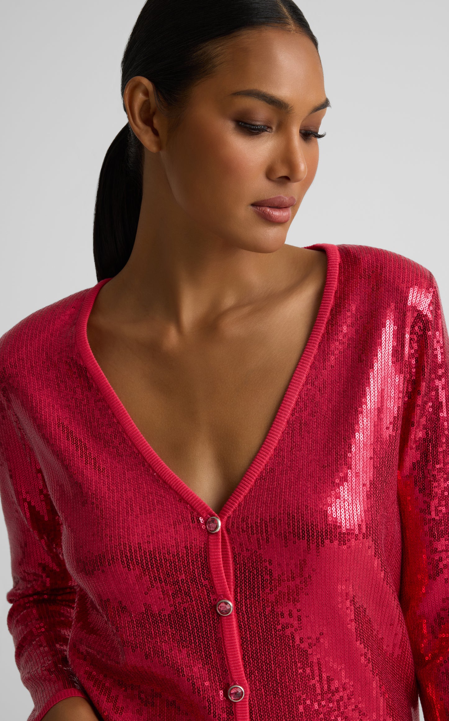 Cherie Cardigan in Embroidered Sequin Knit