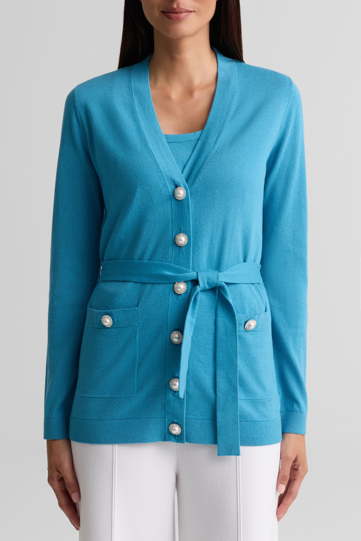 Belted V-Neck Cardigan