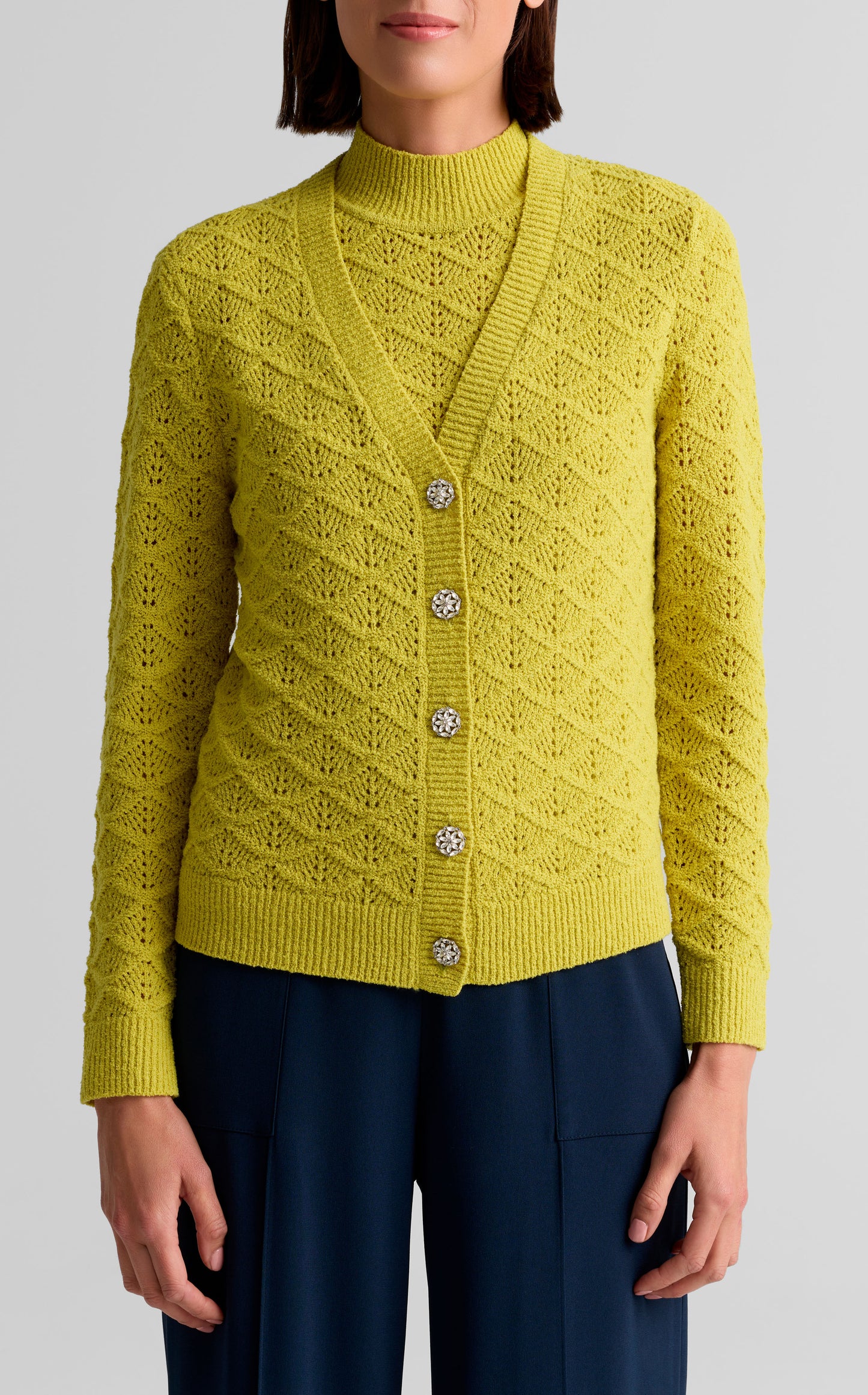 Pointelle V-Neck Cardigan