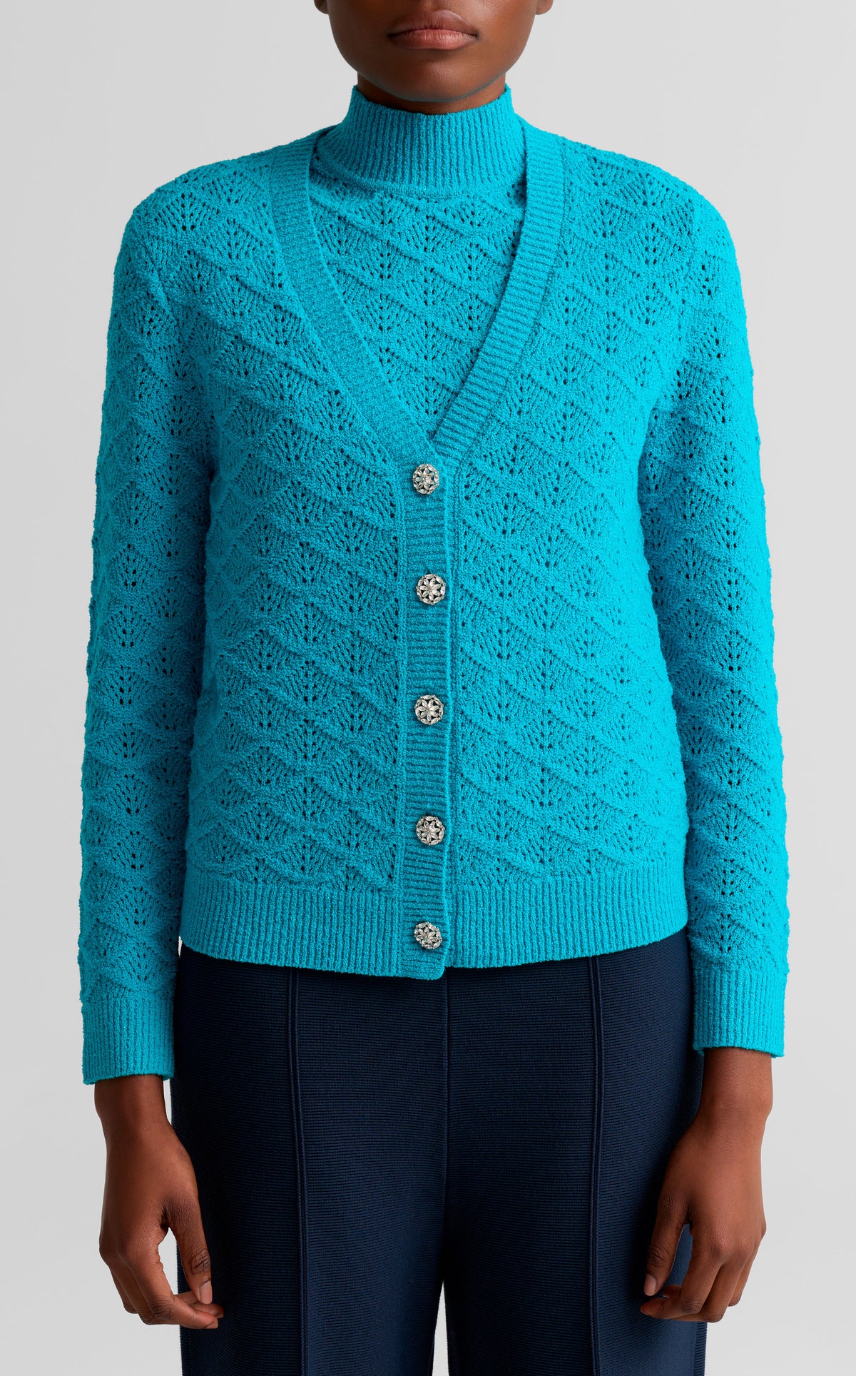 Pointelle V-Neck Cardigan