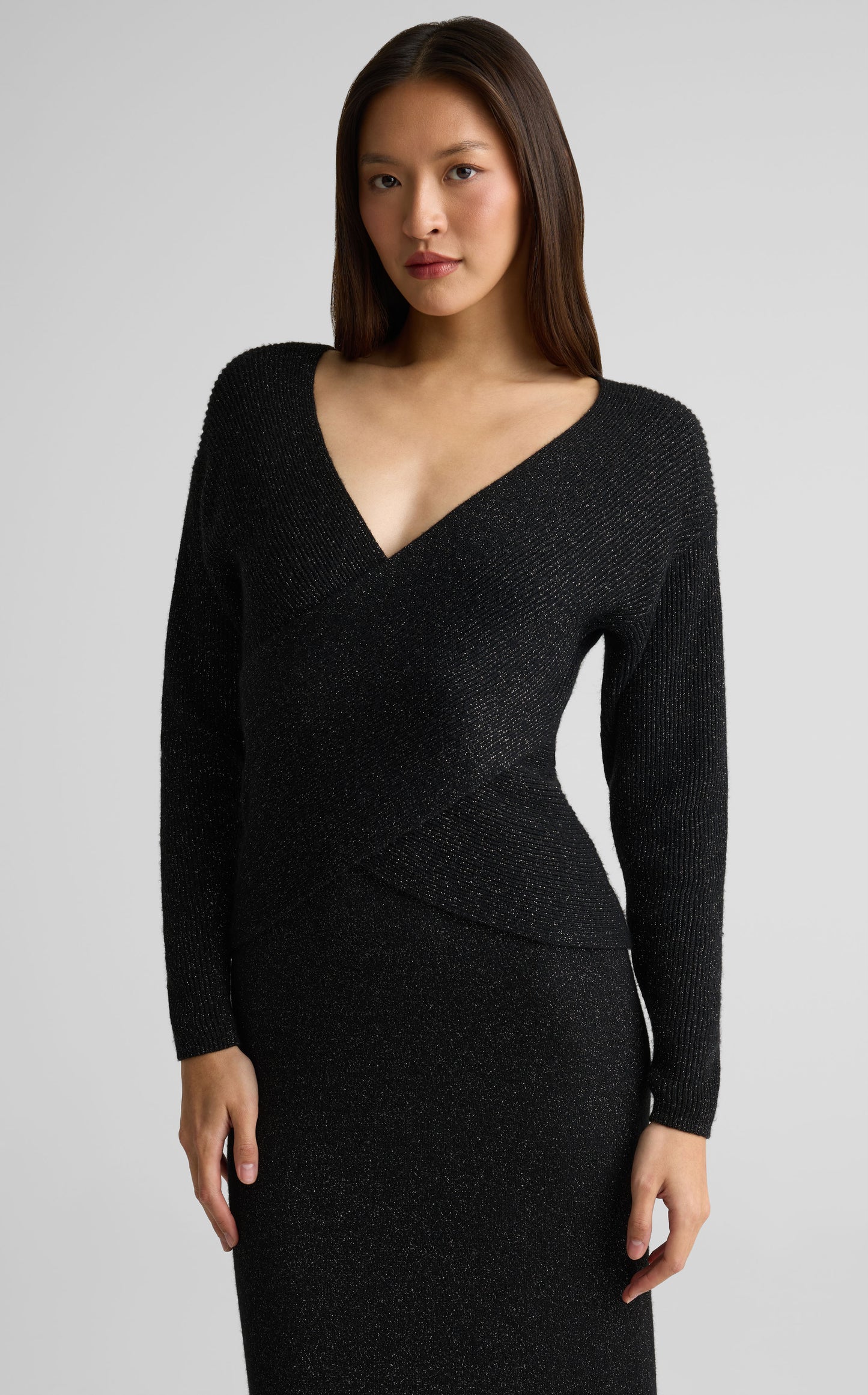 Sweater In Wool Cashmere Metallic Blend