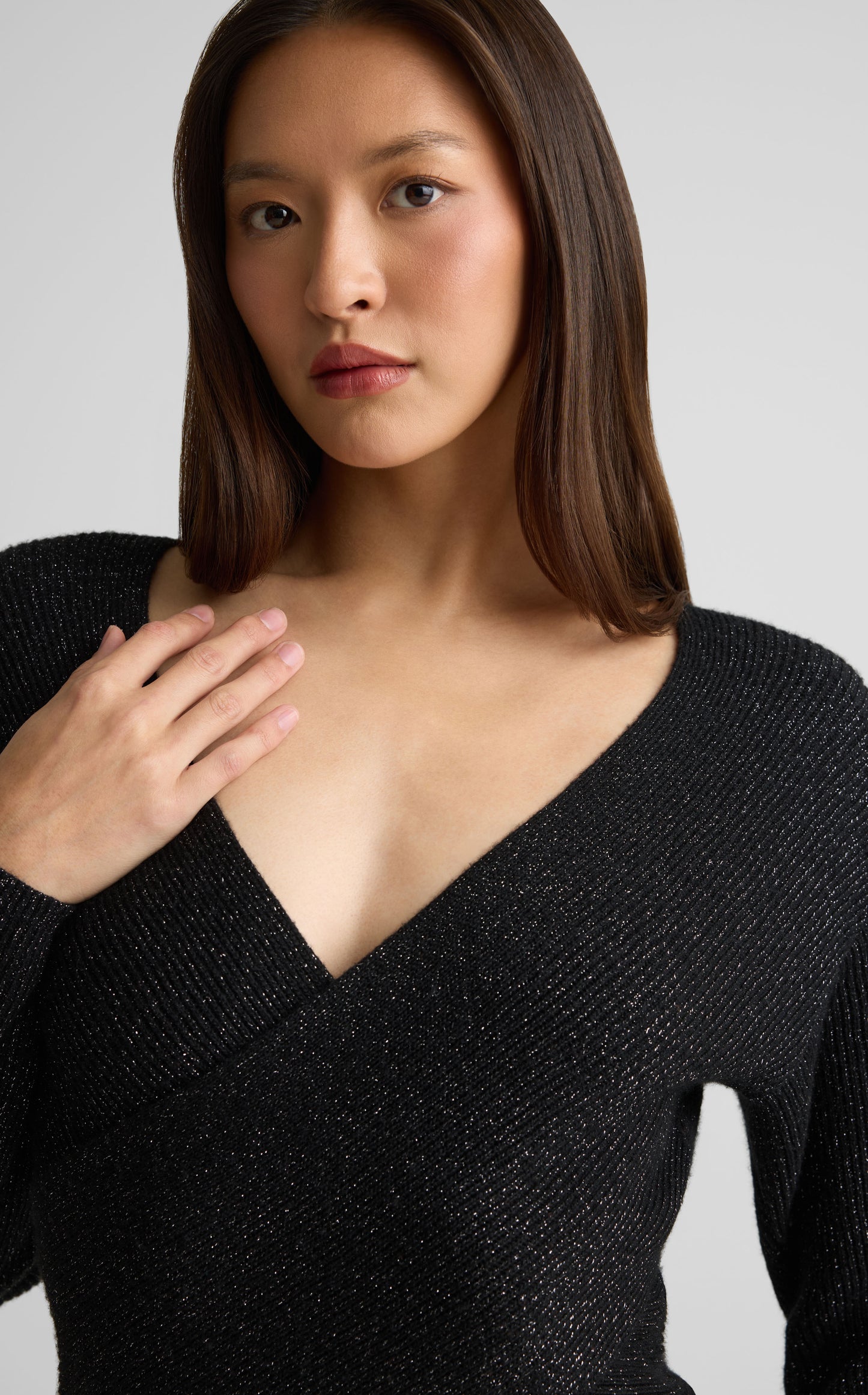Sweater In Wool Cashmere Metallic Blend