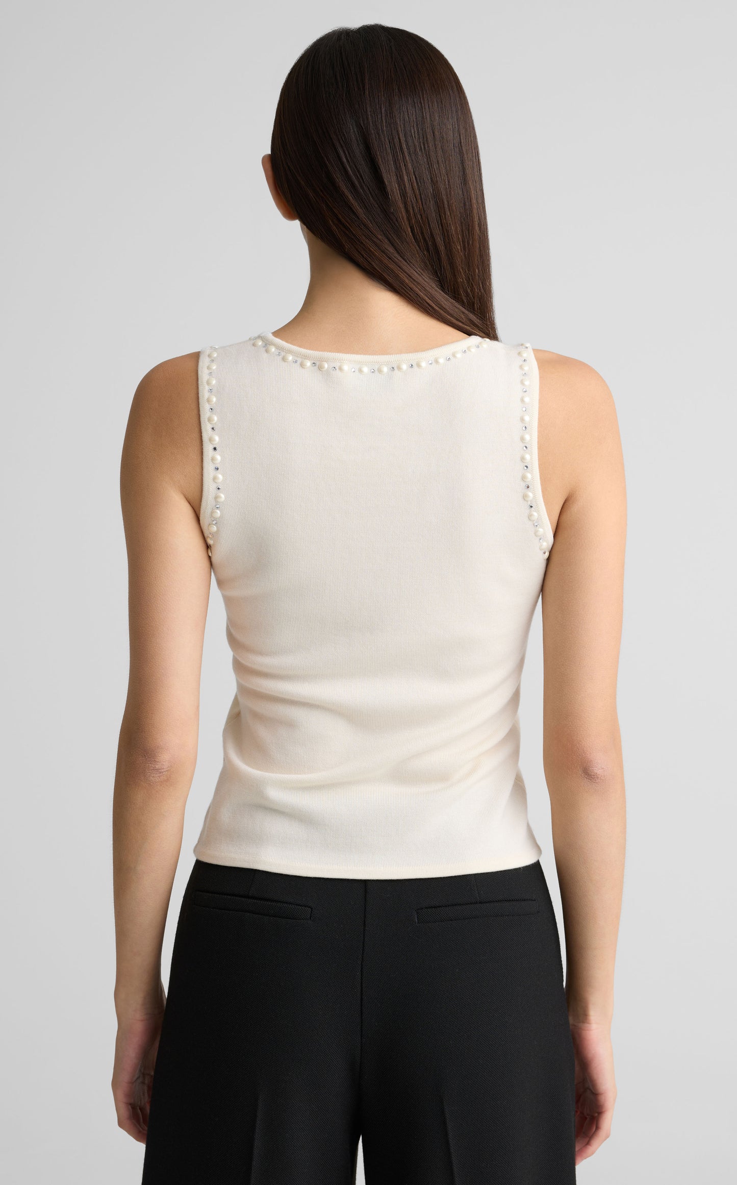 Shell In Merino Knit With Pearls