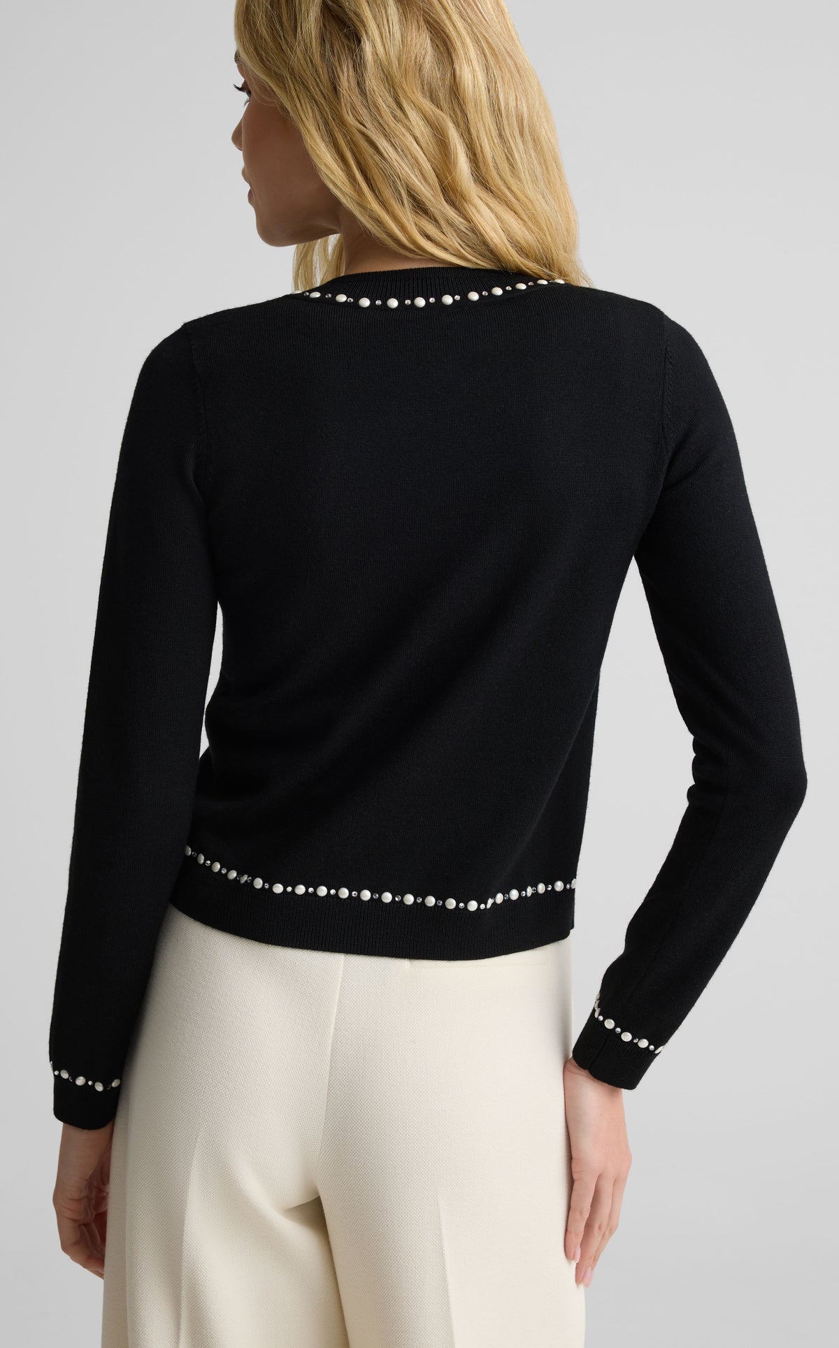 Cardigan In Merino Knit With Pearls