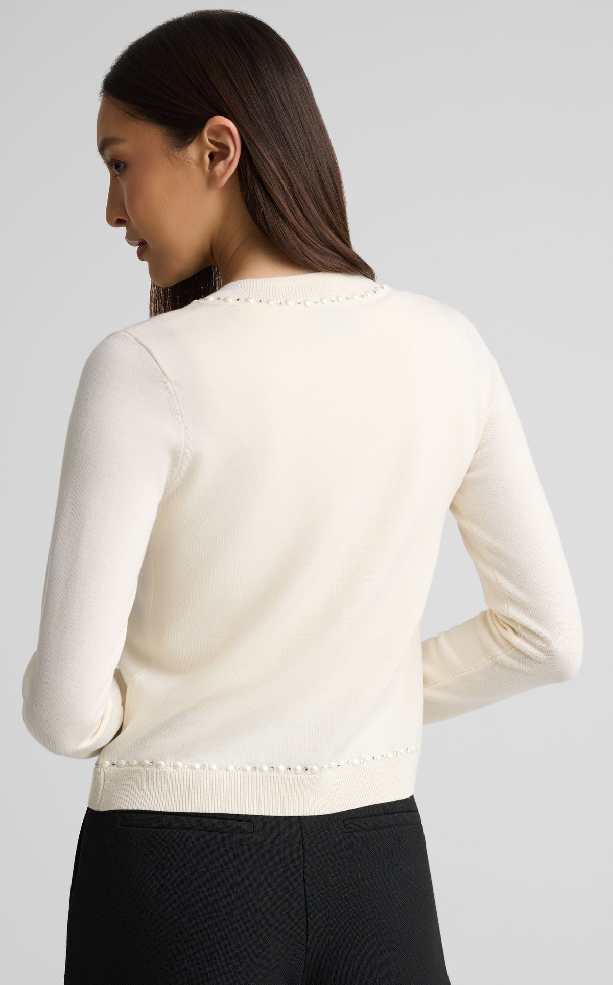 Cardigan In Merino Knit With Pearls