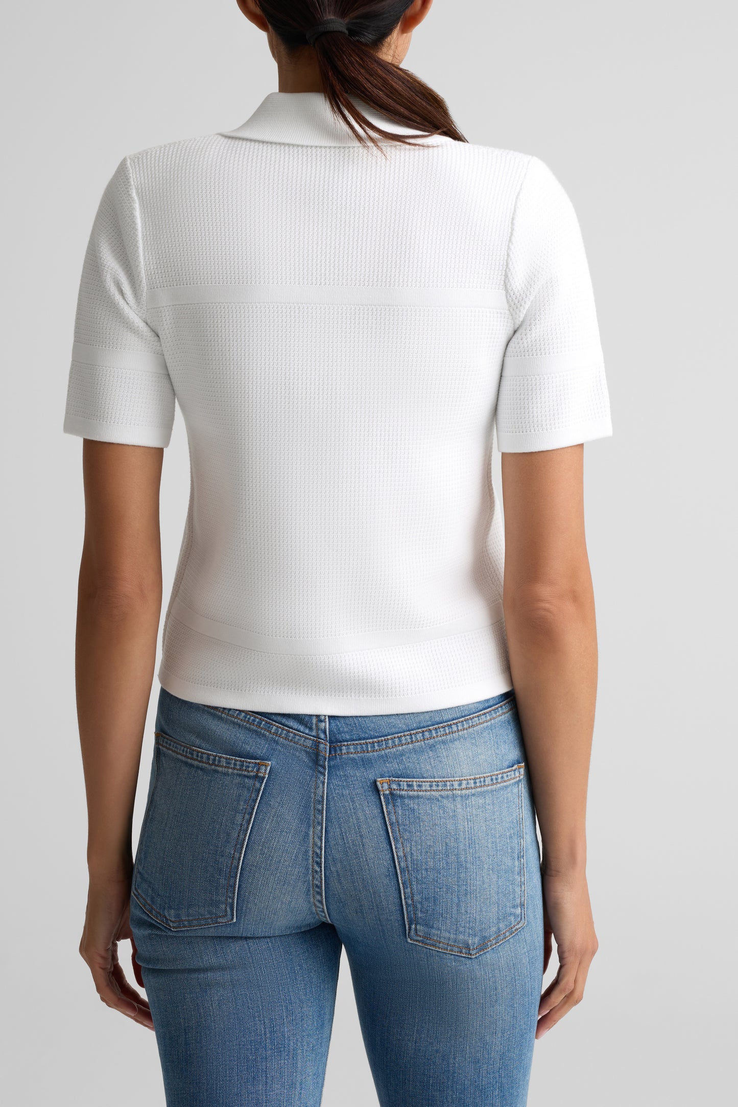 Short Sleeve Stretch Piqué Knit Jacket