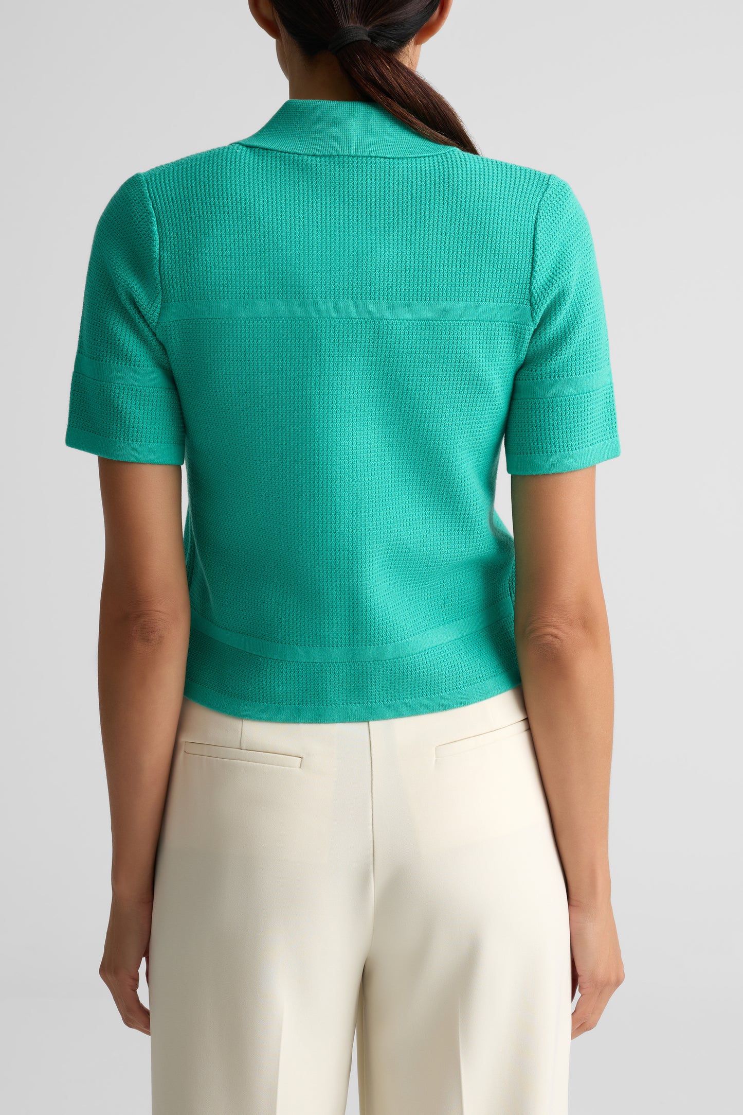 Short Sleeve Stretch Piqué Knit Jacket