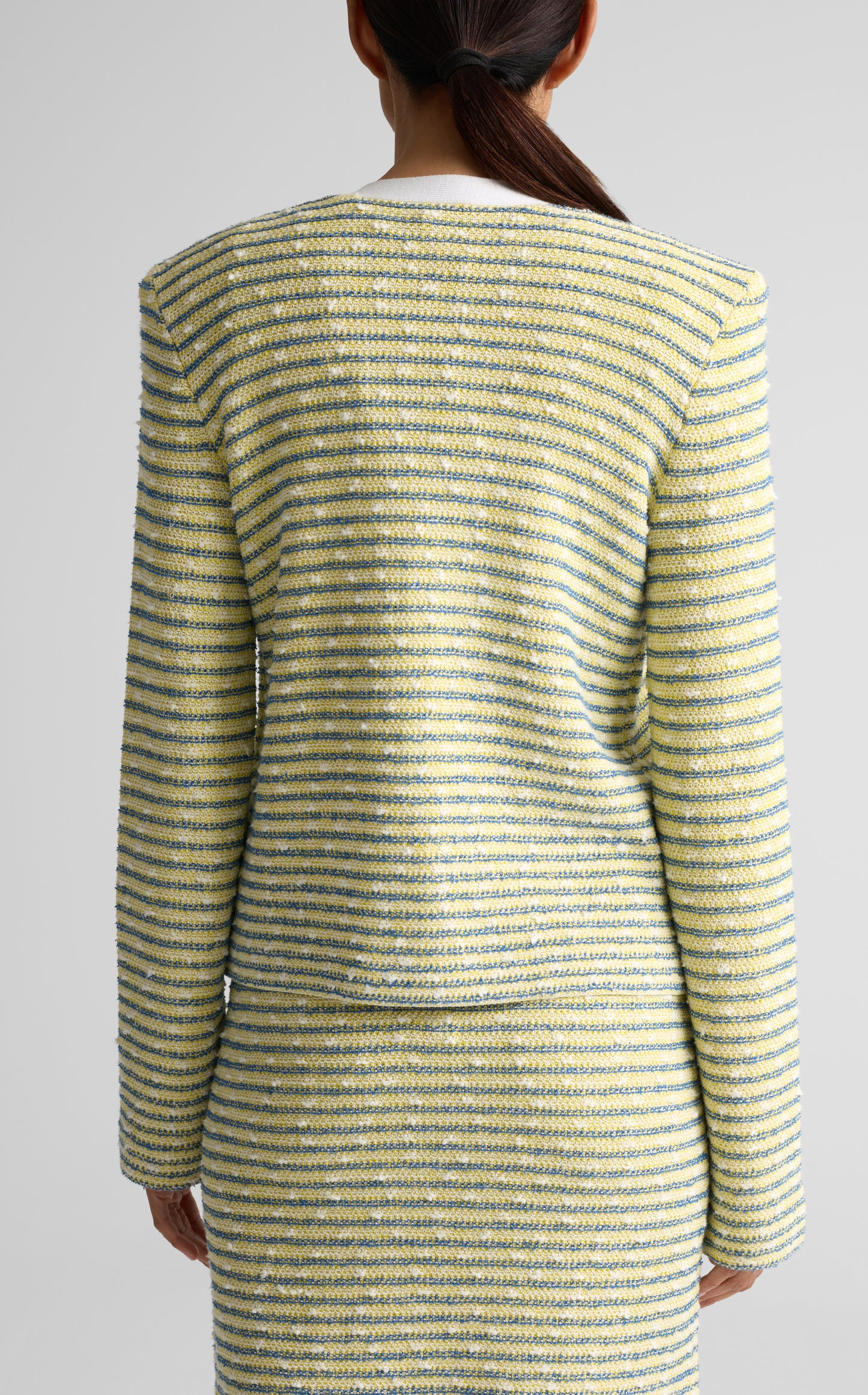 Striped Slub Tweed Knit Jacket