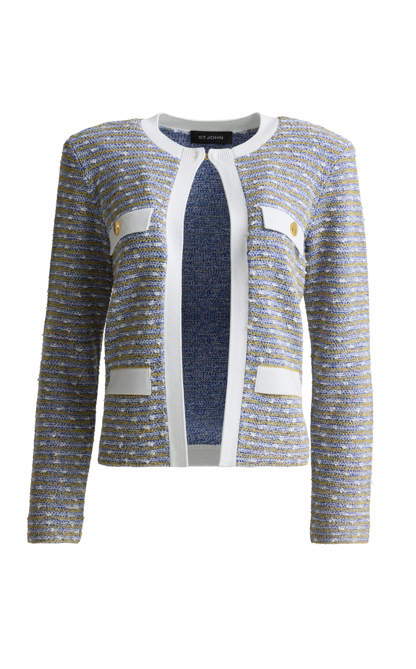 Striped Slub Tweed Knit Jacket