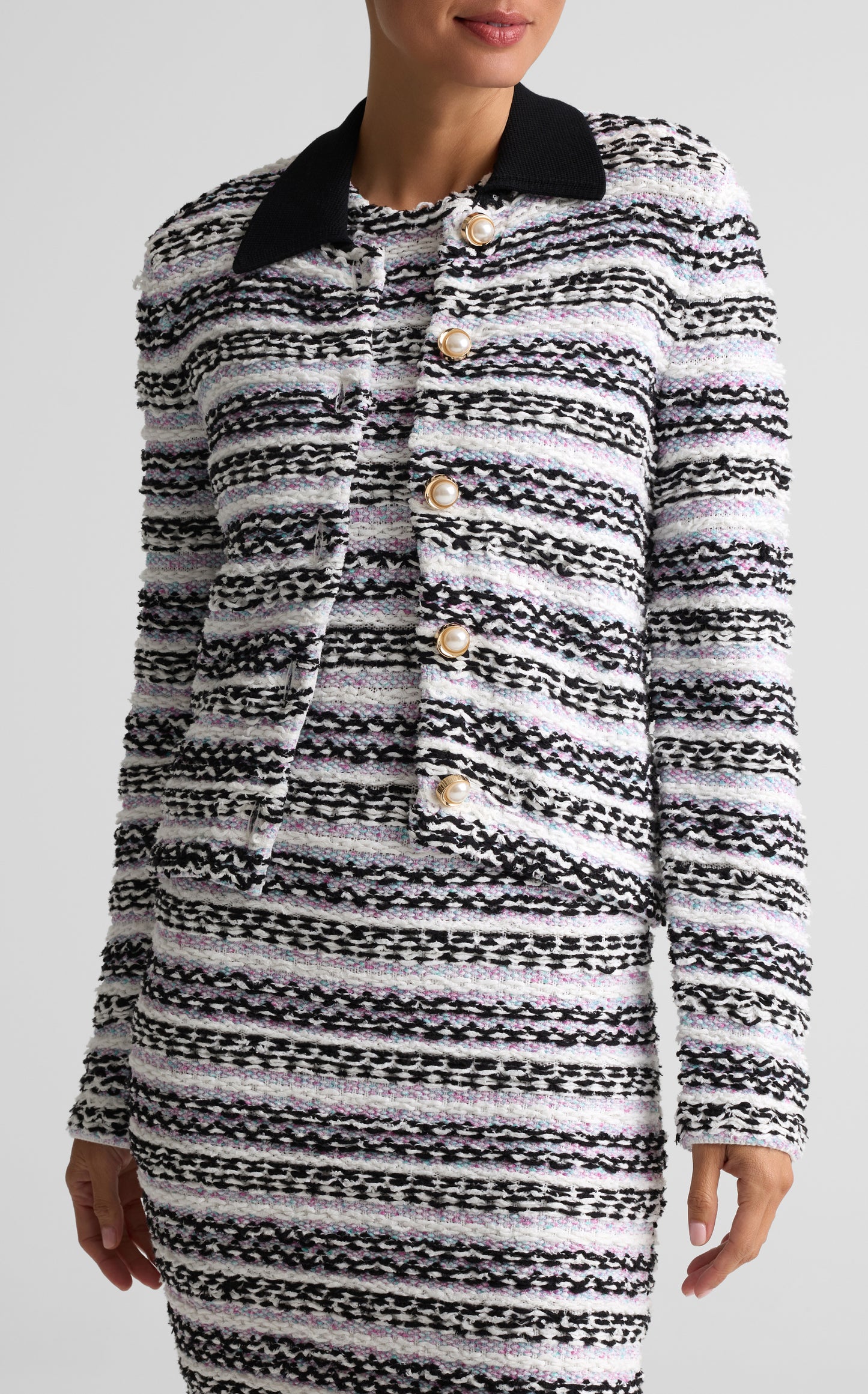 Multi-Stripe Tweed Jacket
