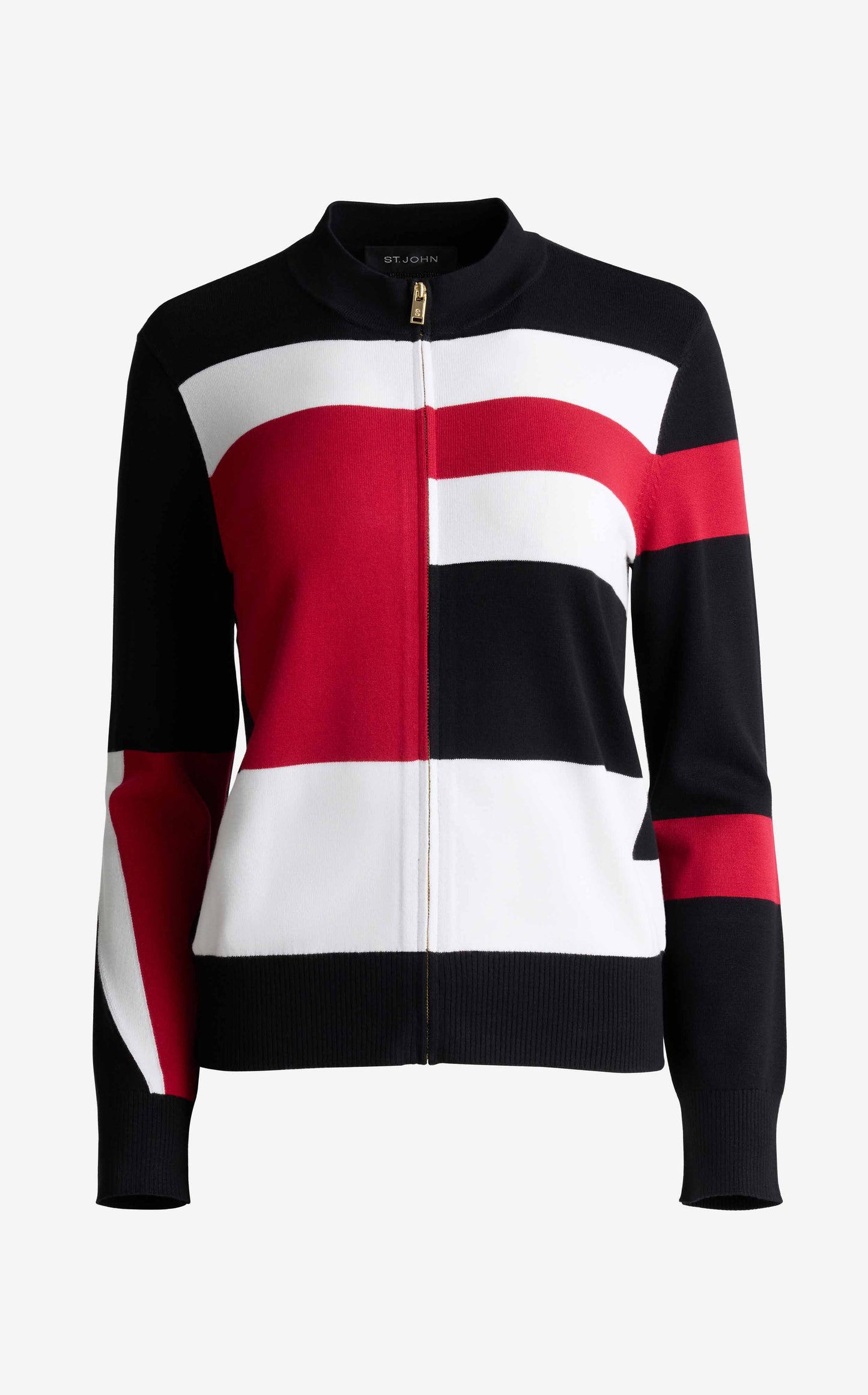 Color Block Knit Zip Jacket