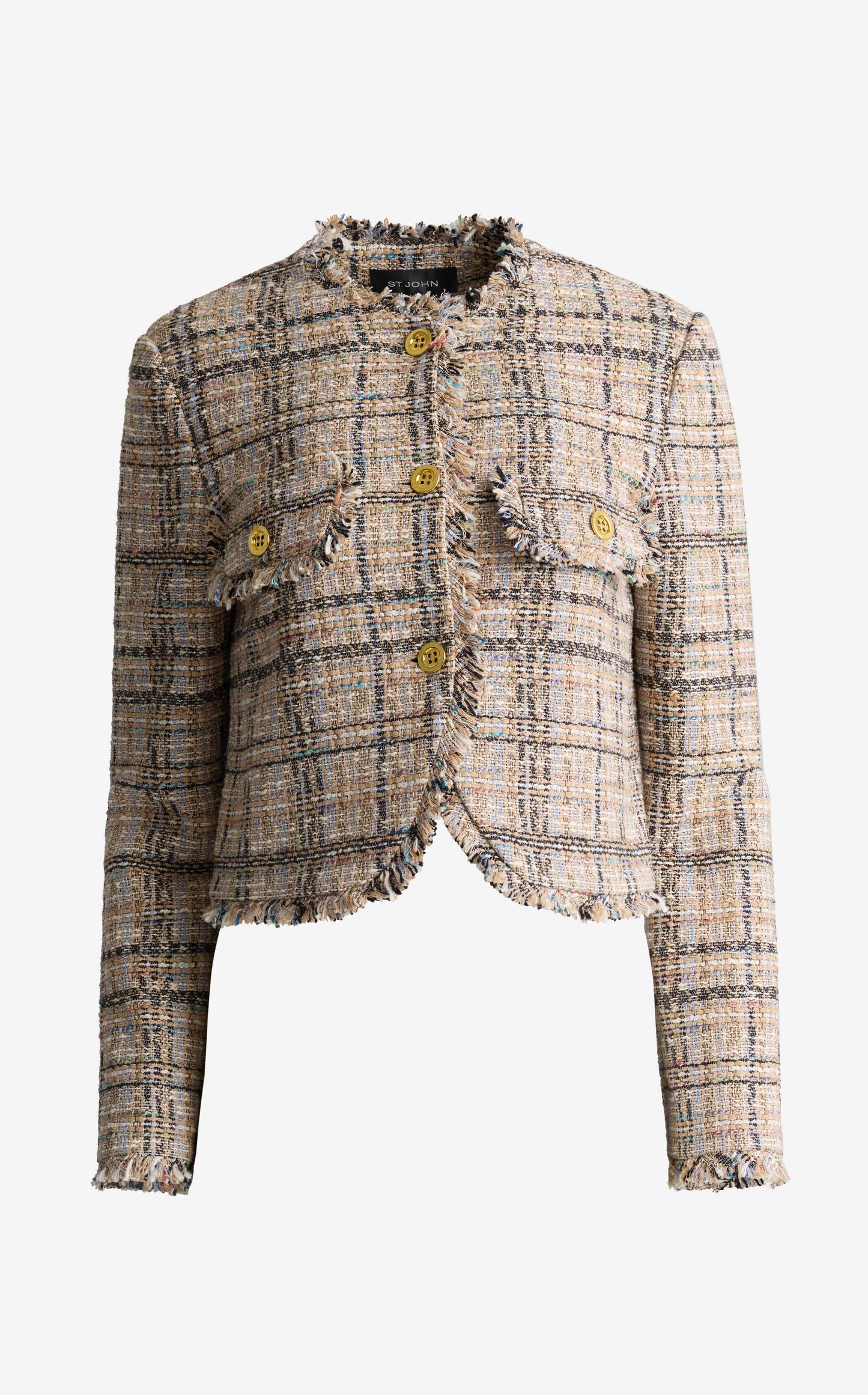 Ombre Soft Plaid Tweed Jacket