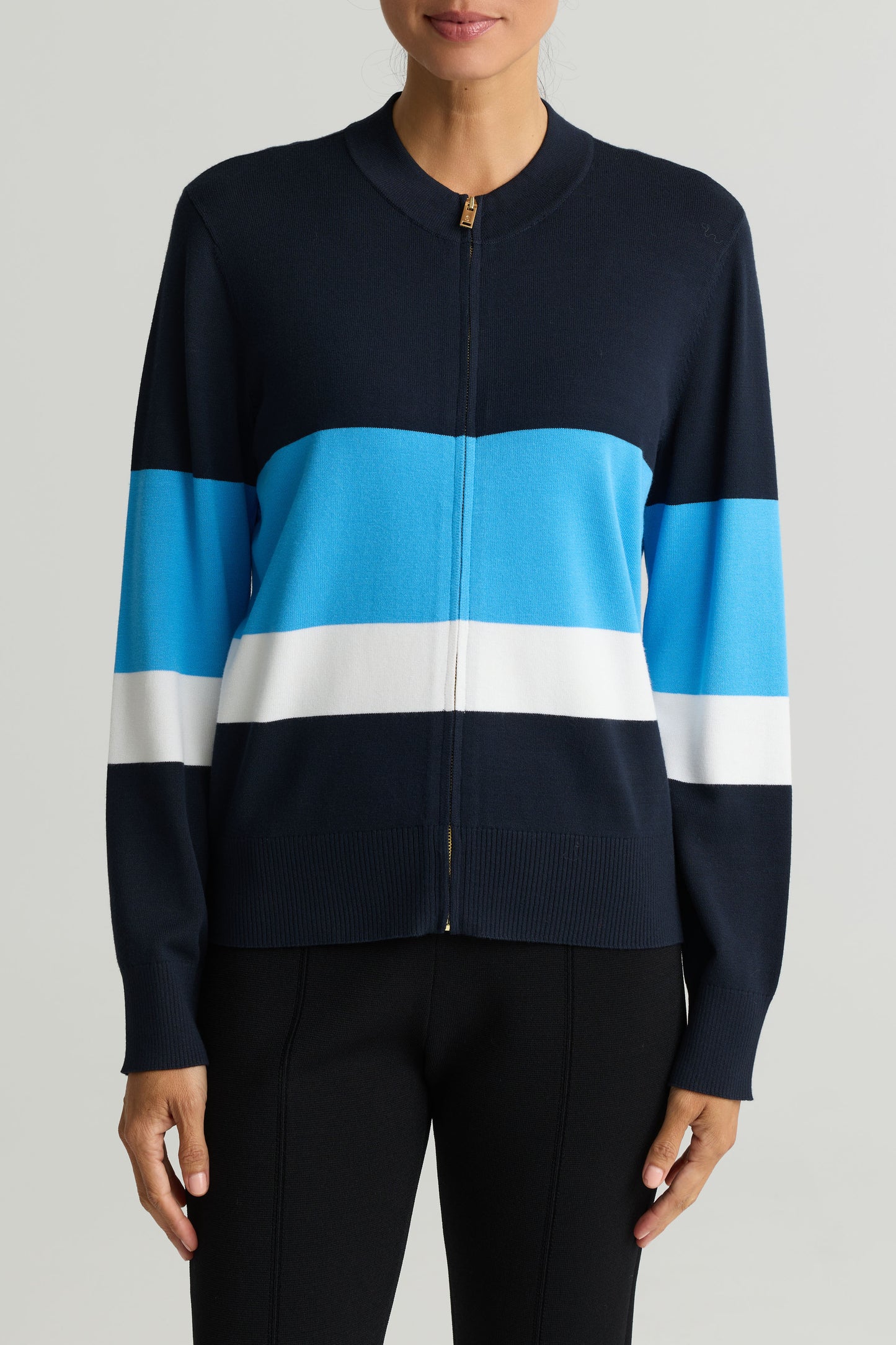 Colorblock Zip Front Knit Jacket