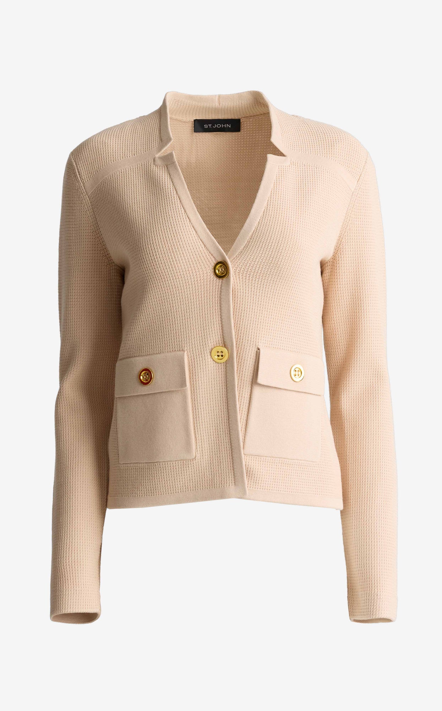 Stretch Piqué Jacket with Knit Trim