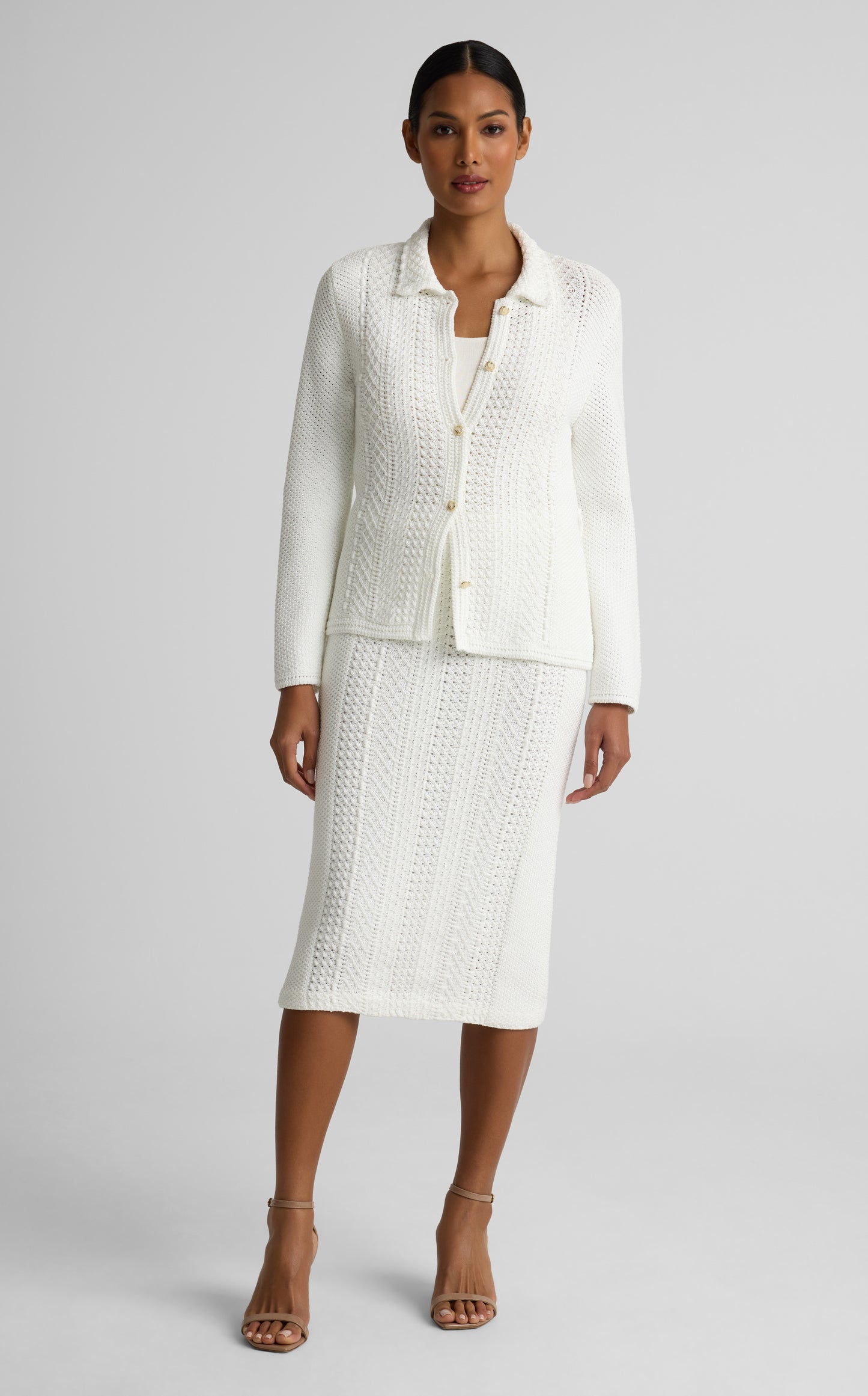 Beatrix Jacket In Cotton Crochet Knit