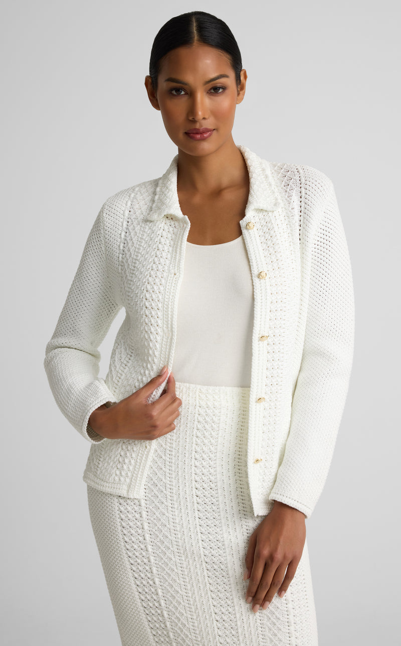 Beatrix Jacket In Cotton Crochet Knit