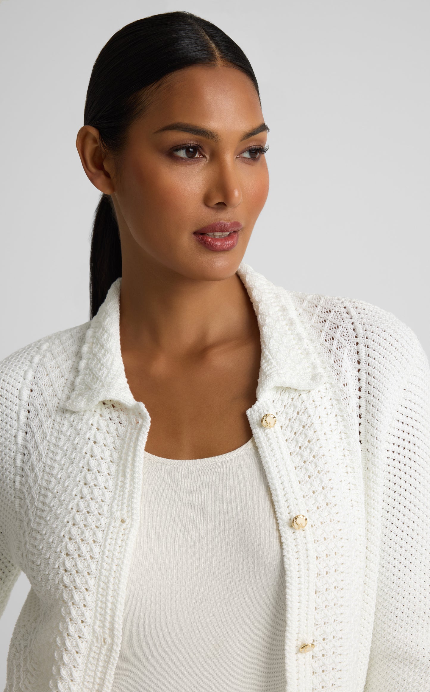 Beatrix Jacket In Cotton Crochet Knit