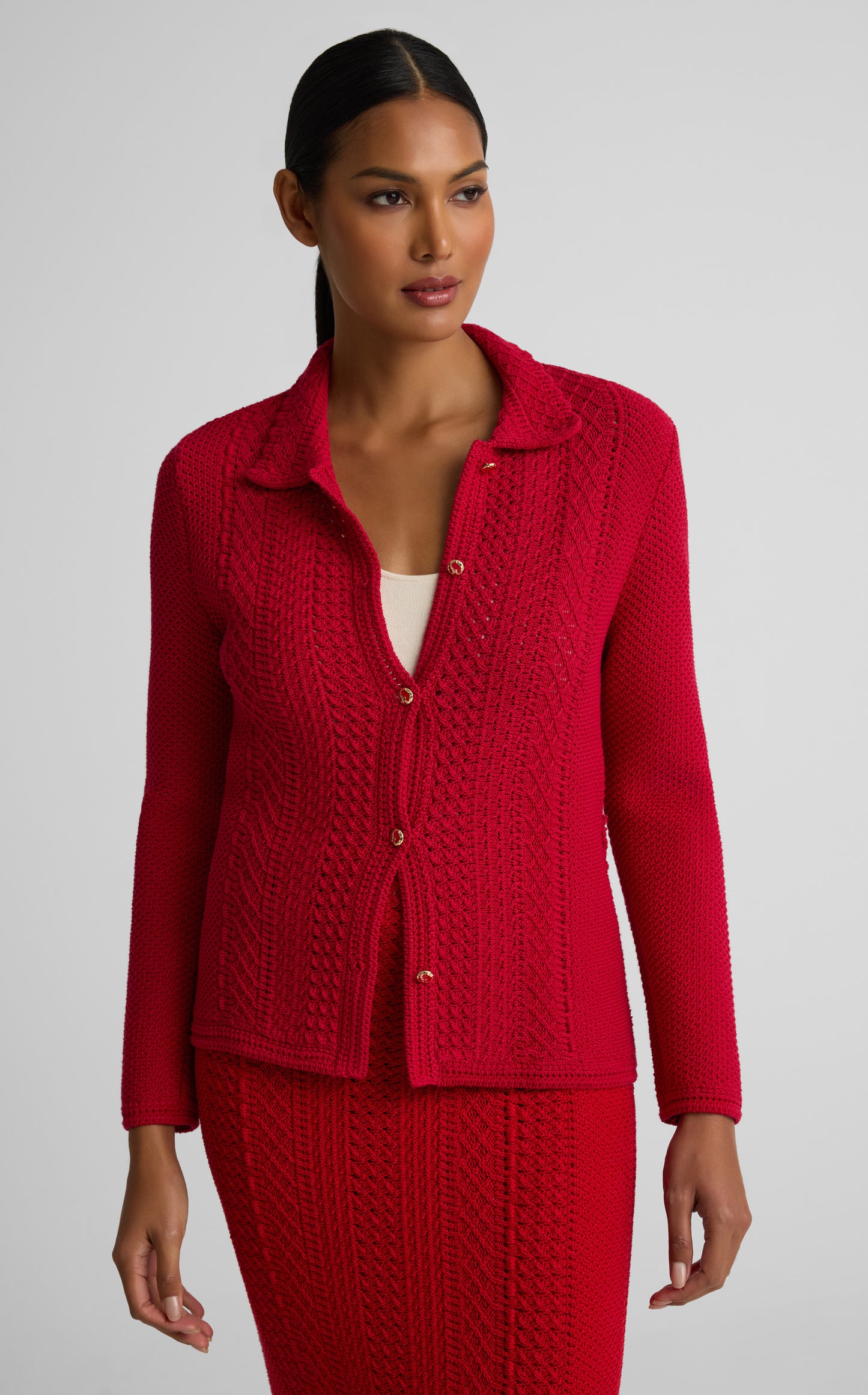 Beatrix Jacket In Cotton Crochet Knit