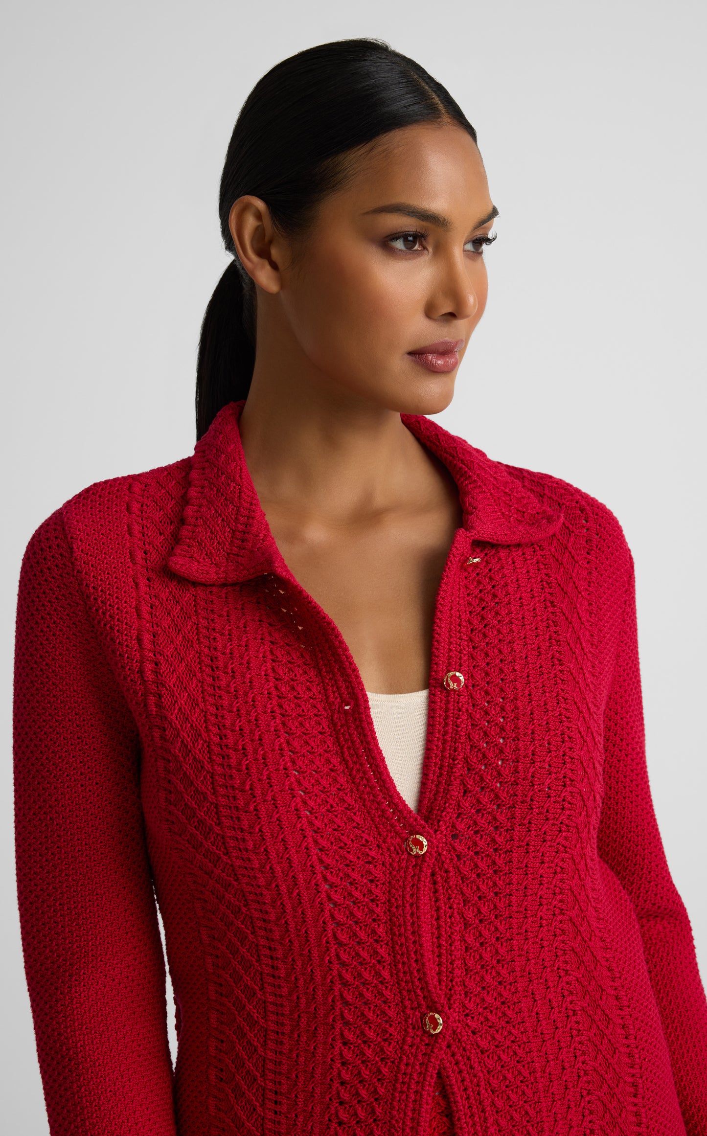 Beatrix Jacket In Cotton Crochet Knit