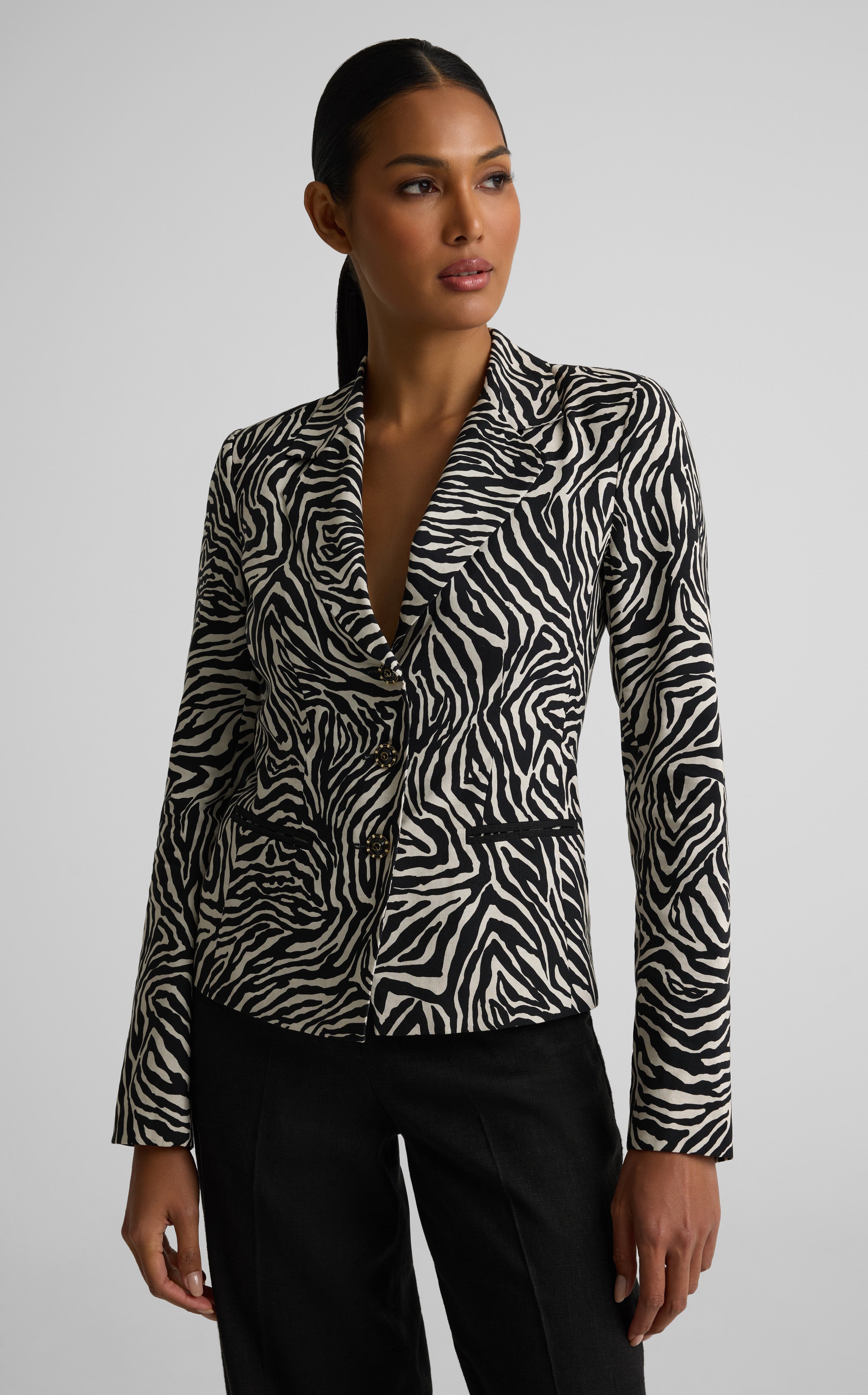 ジャケット・アウター vintage zebra jacket Ernestine Jacket In Zebra Printed Linen Blend | St. John Knits