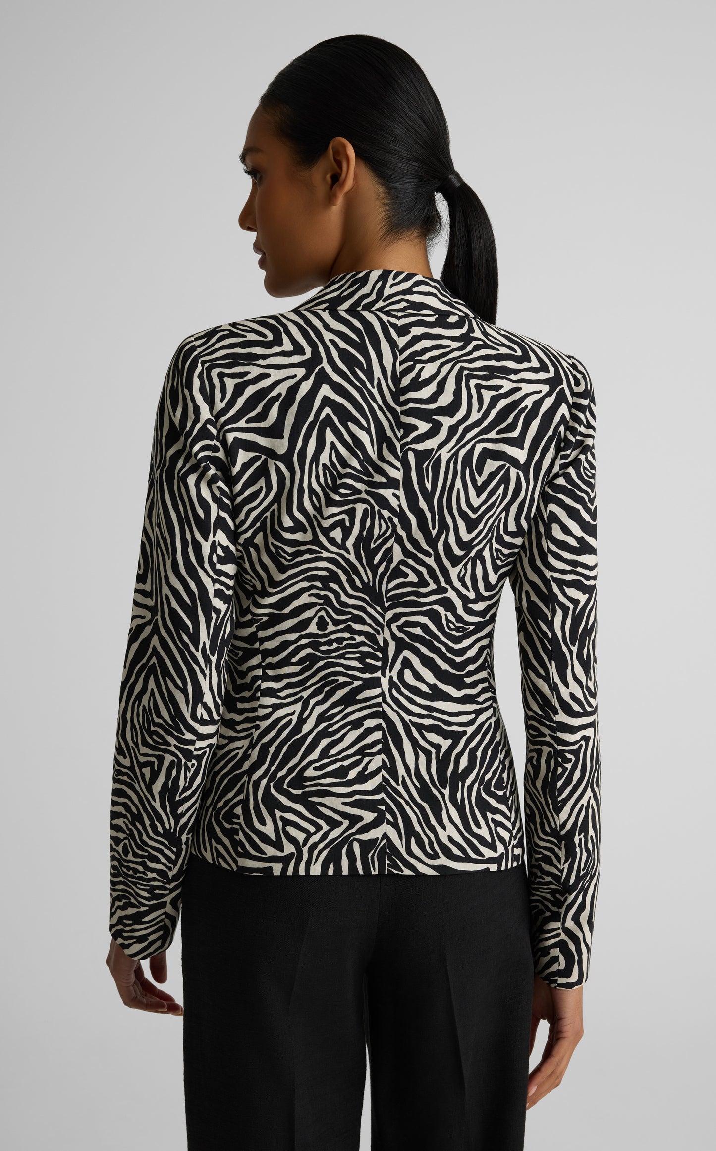 Ernestine Jacket In Zebra Printed Linen Blend