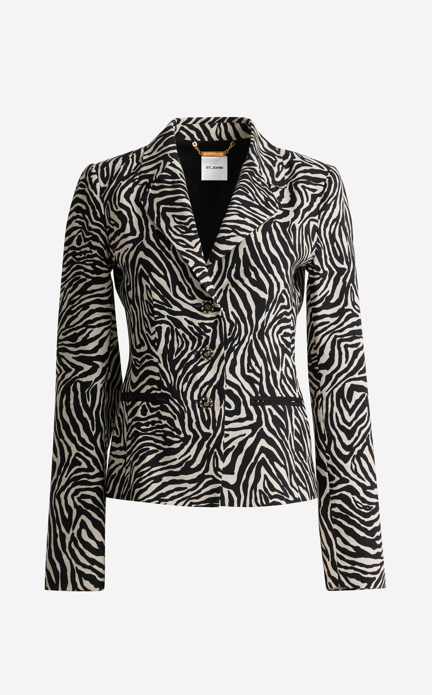 Ernestine Jacket In Zebra Printed Linen Blend