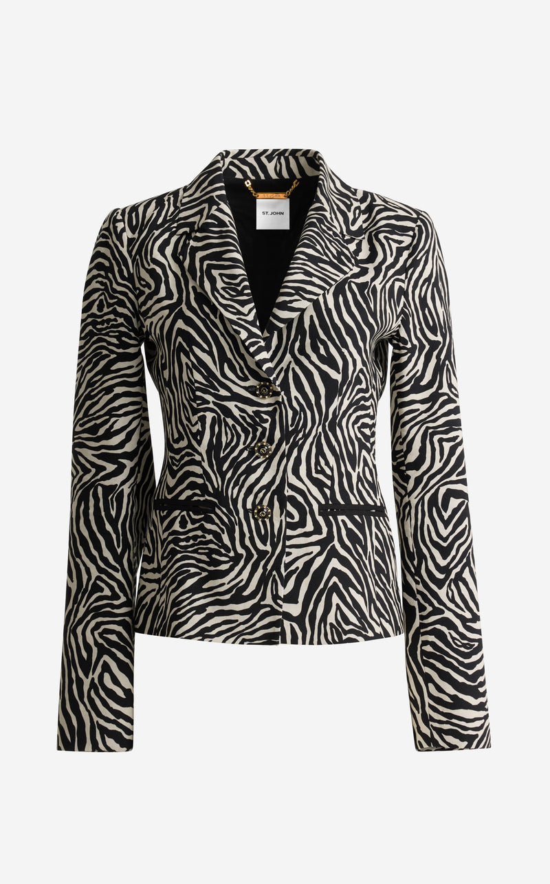 Ernestine Jacket In Zebra Printed Linen Blend