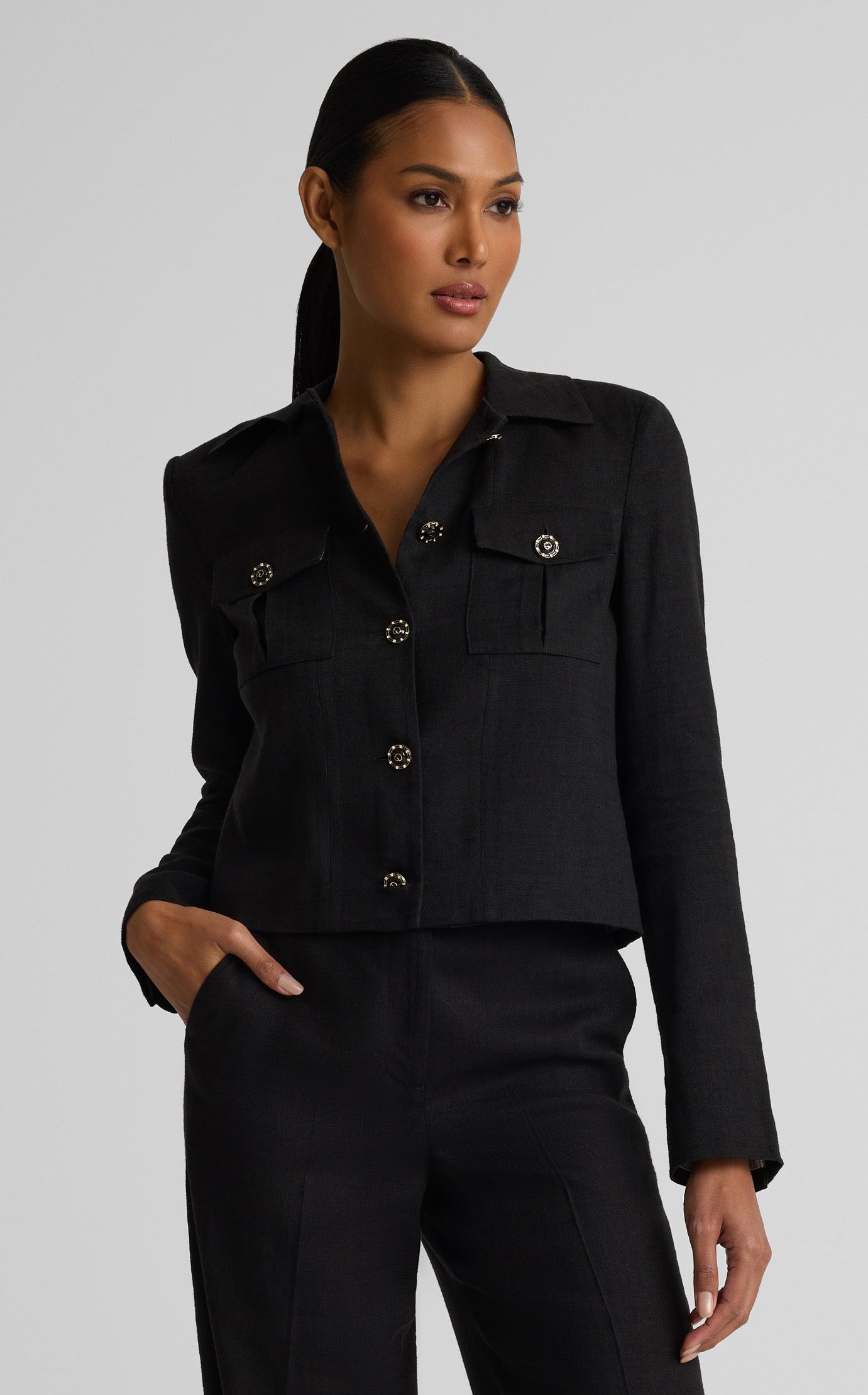Caroline Jacket In Stretch Linen Twill
