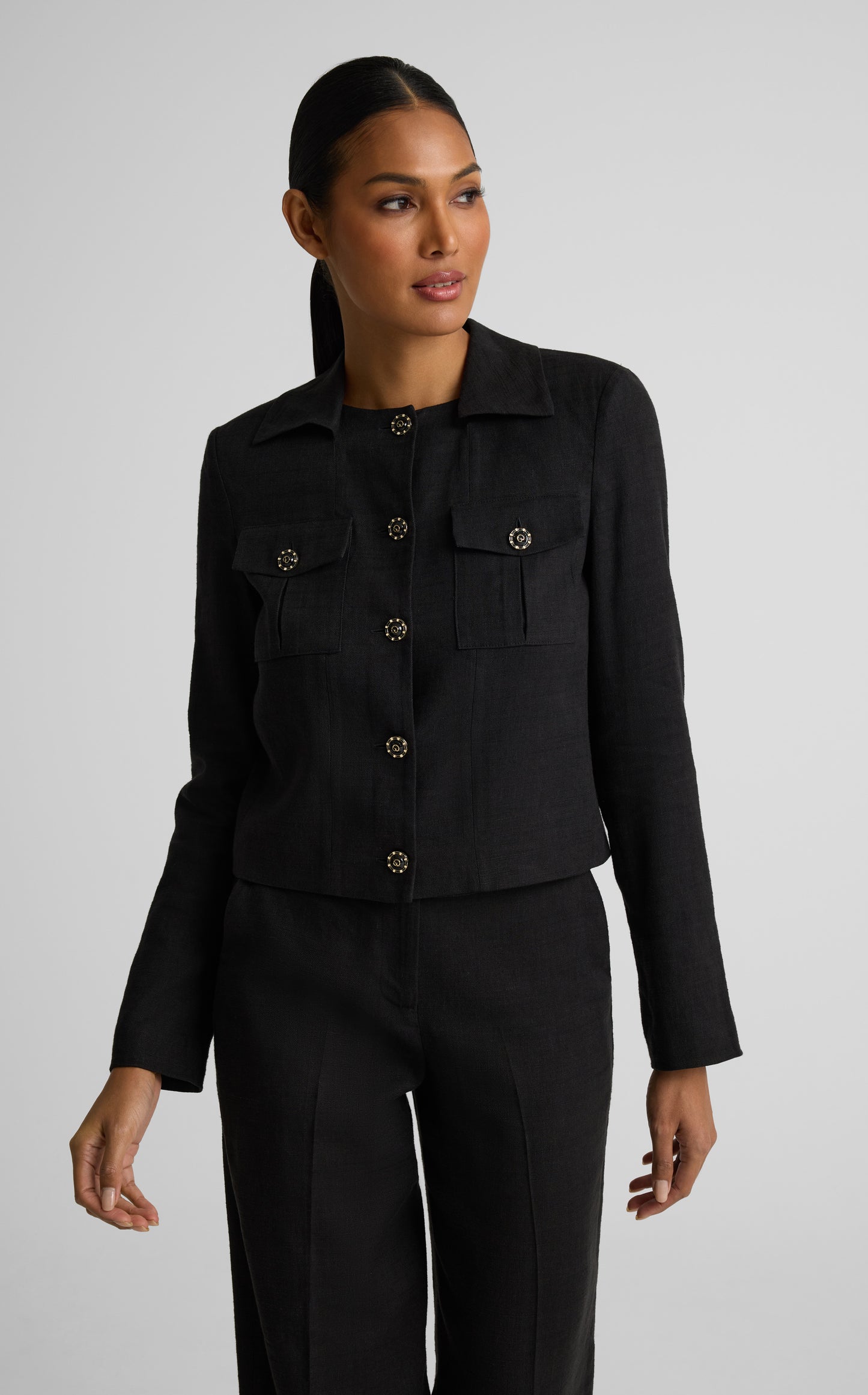 Caroline Jacket In Stretch Linen Twill