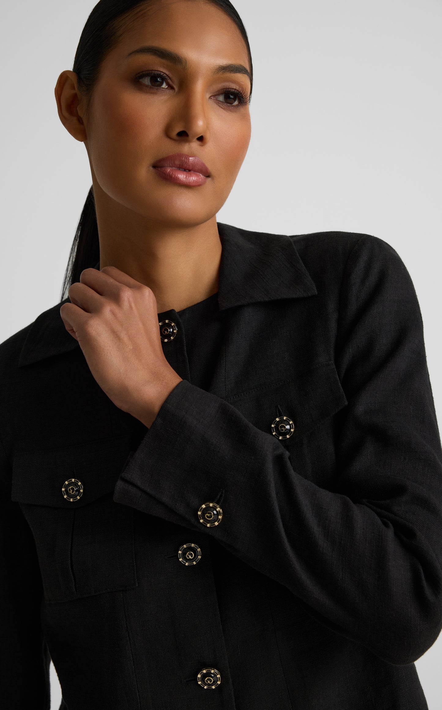 Caroline Jacket In Stretch Linen Twill