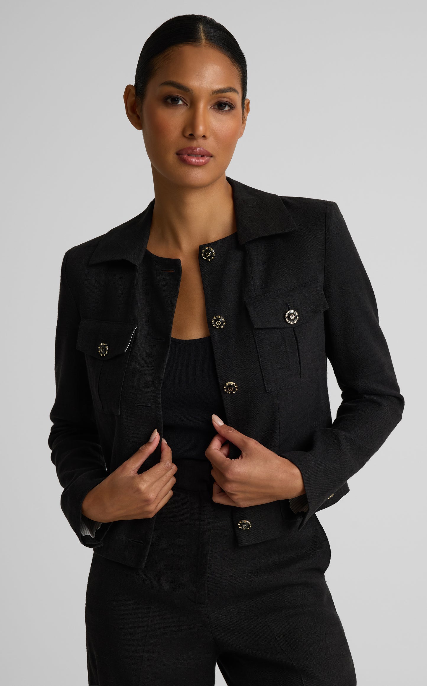 Caroline Jacket In Stretch Linen Twill