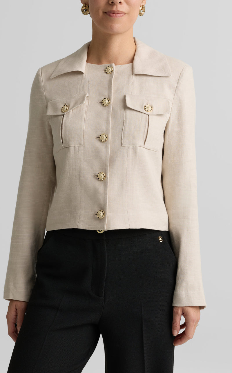 Caroline Jacket In Stretch Linen Twill